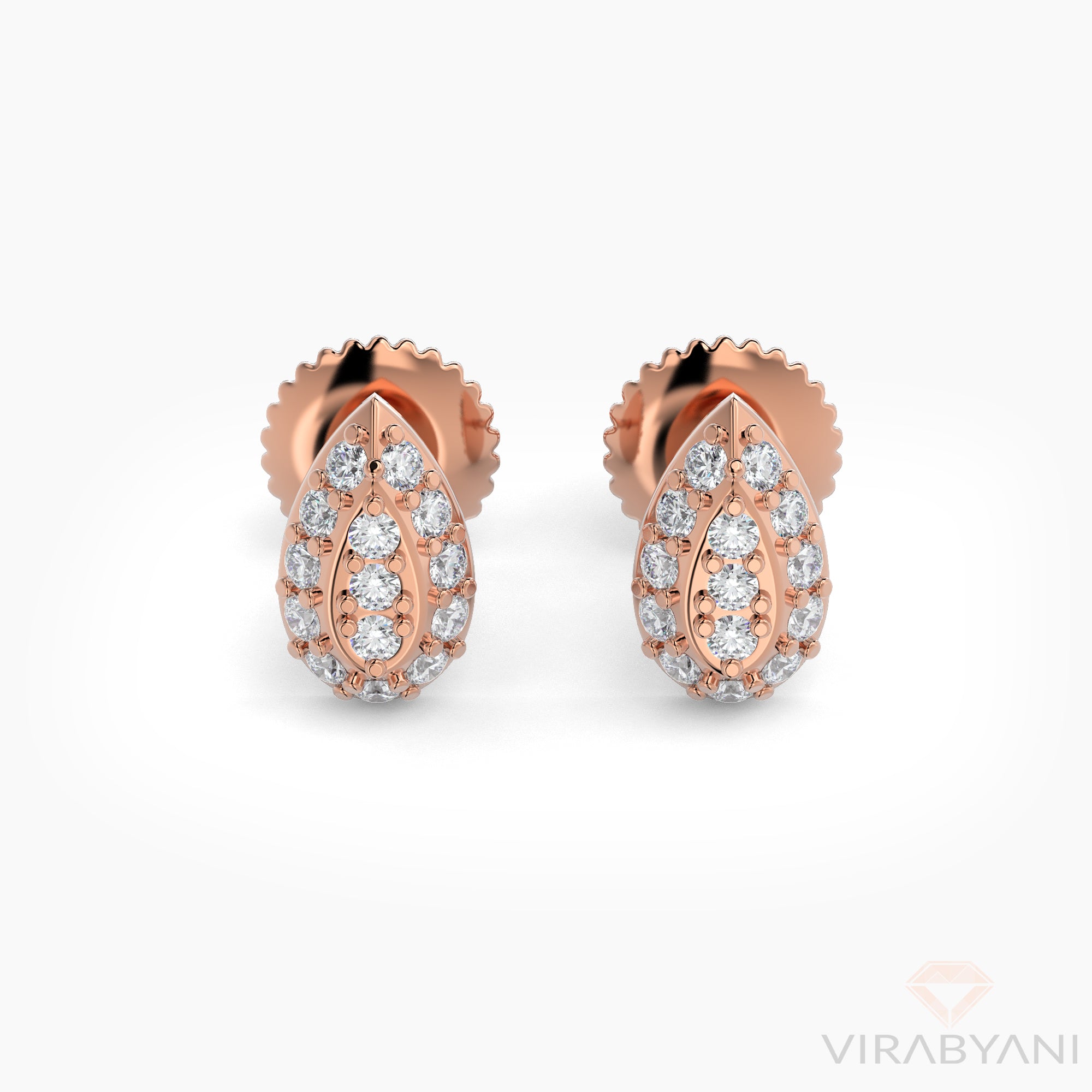 Pear Shaped AMoré Pavé Stud Earrings With 0.22 ct. Diamonds-VIRABYANI