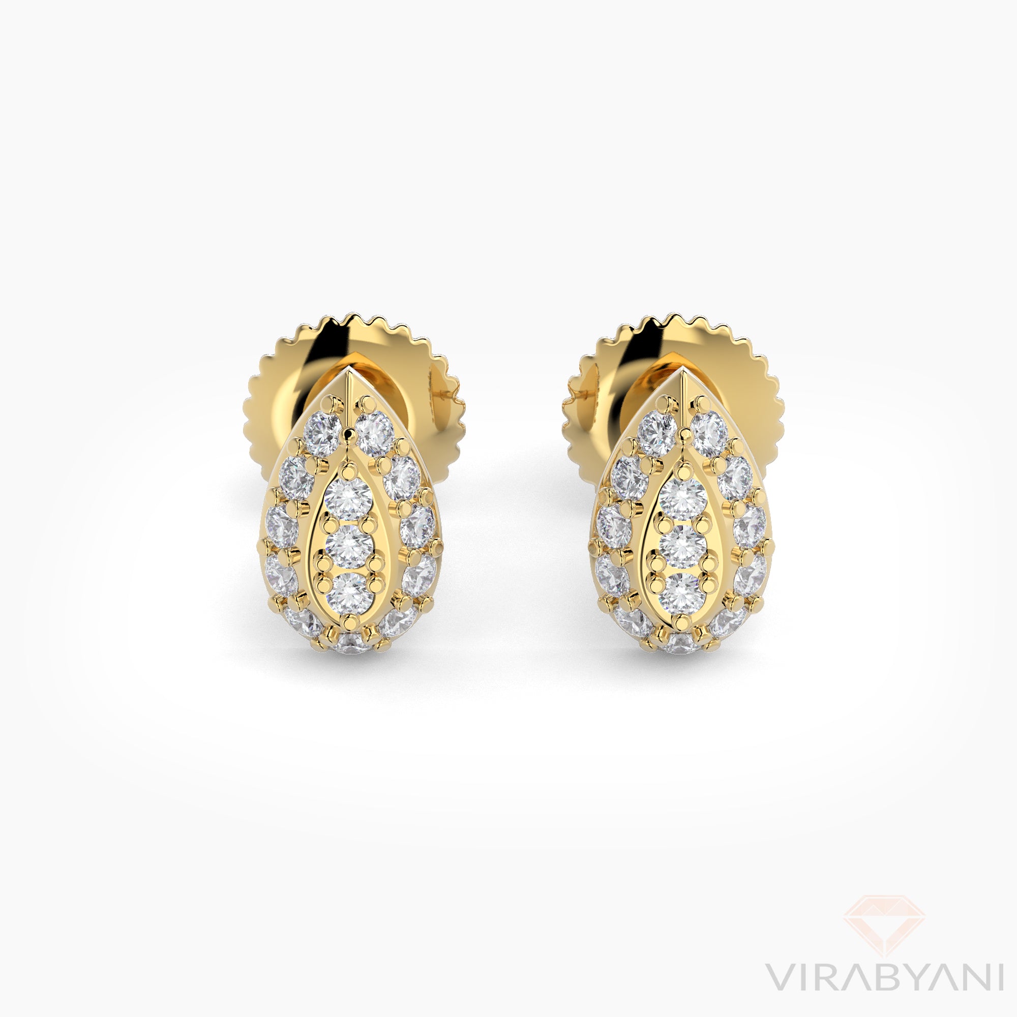 Pear Shaped AMoré Pavé Stud Earrings With 0.22 ct. Diamonds-VIRABYANI