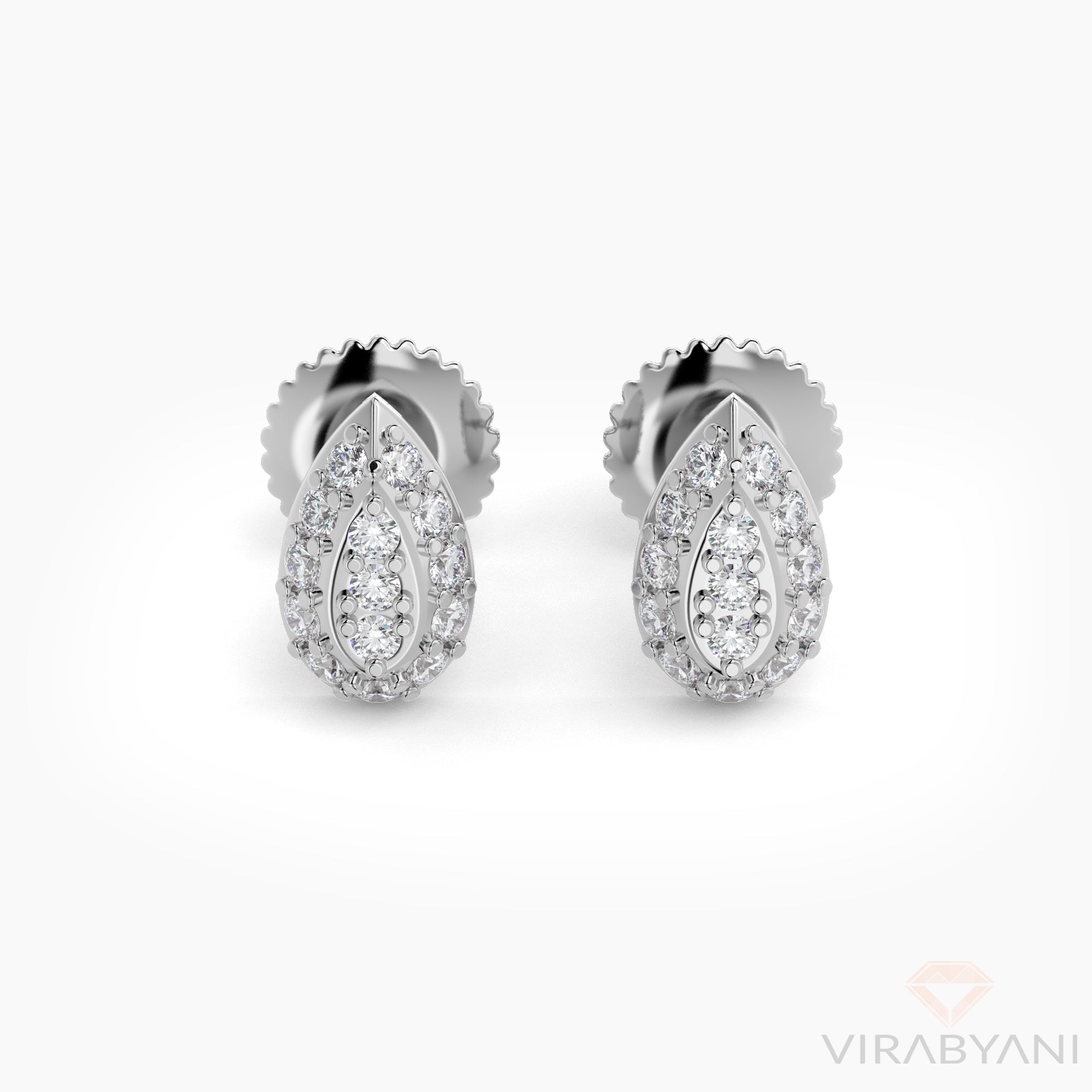 Pear Shaped AMoré Pavé Stud Earrings With 0.22 ct. Diamonds-VIRABYANI