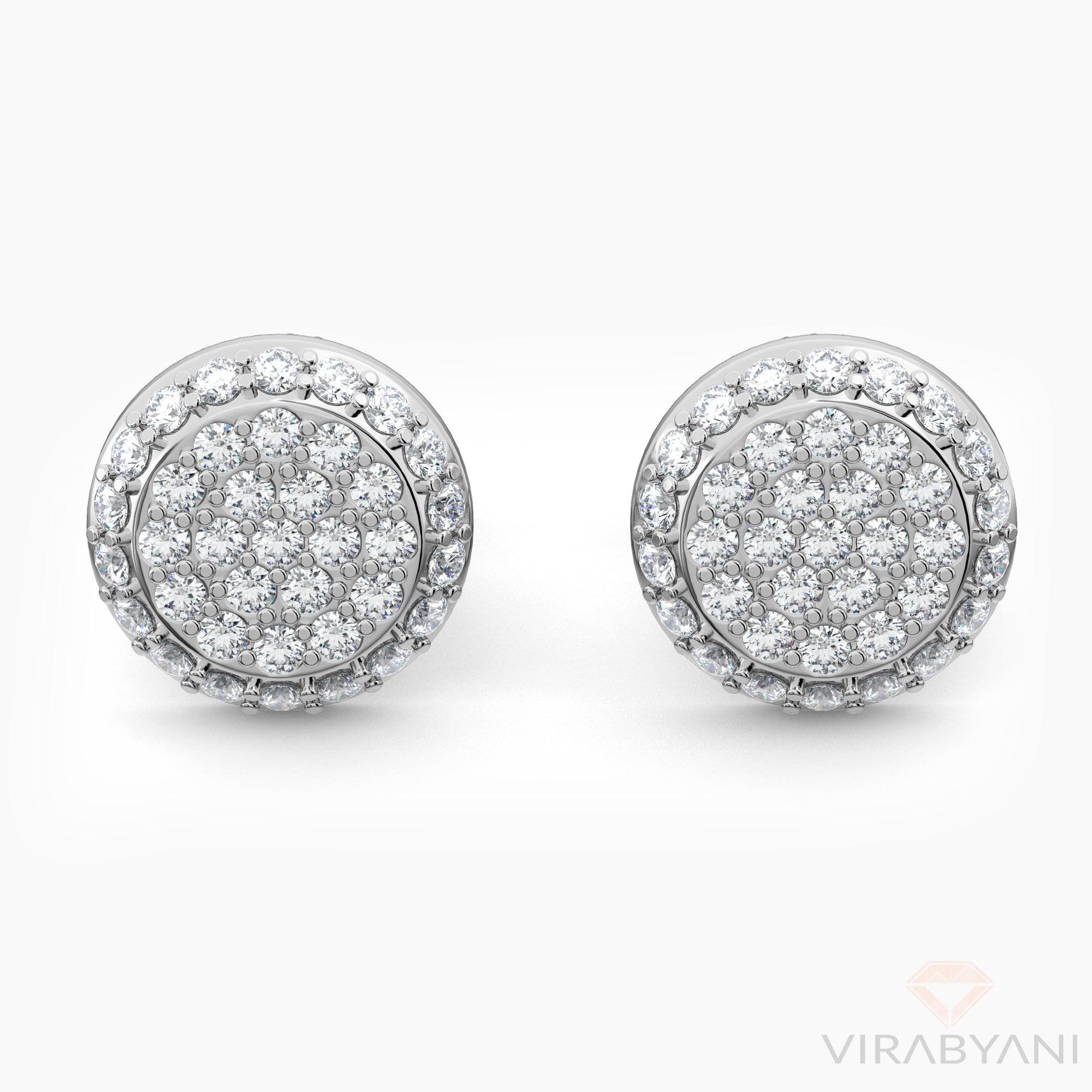 Round Shaped AMoré Pavé Stud Earrings With 0.60 ct. Diamonds-VIRABYANI