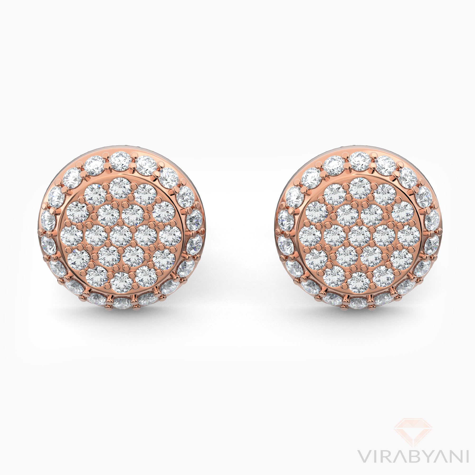 Round Shaped AMoré Pavé Stud Earrings With 0.60 ct. Diamonds-VIRABYANI