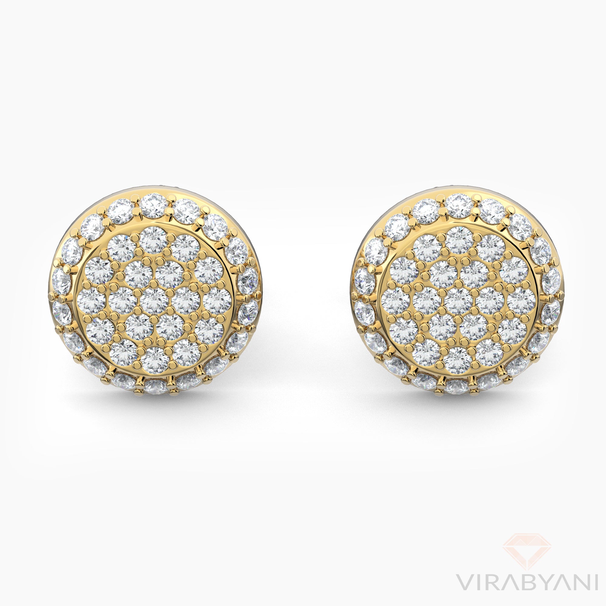 Round Shaped AMoré Pavé Stud Earrings With 0.60 ct. Diamonds-VIRABYANI