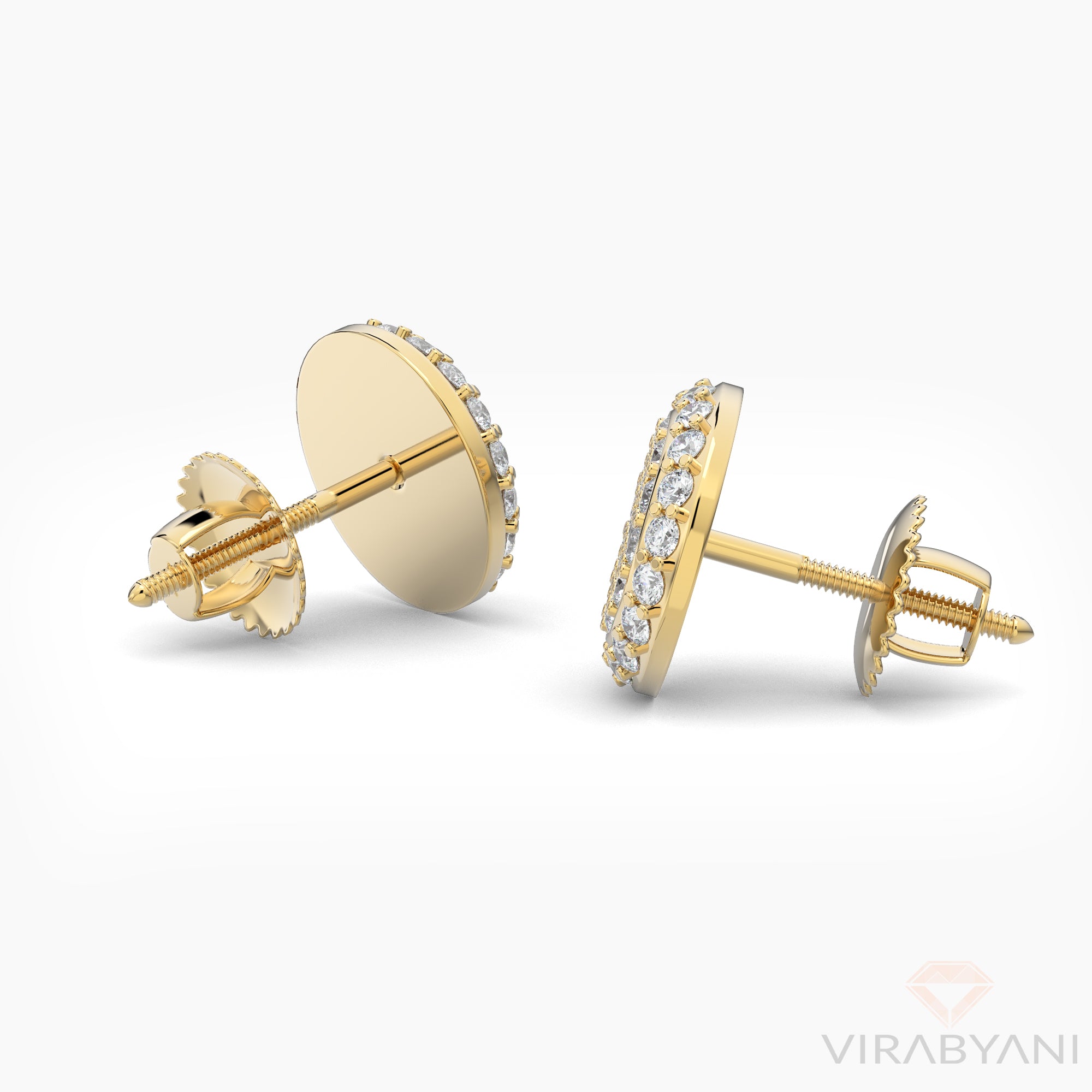 Round Shaped AMoré Pavé Stud Earrings With 0.60 ct. Diamonds-VIRABYANI