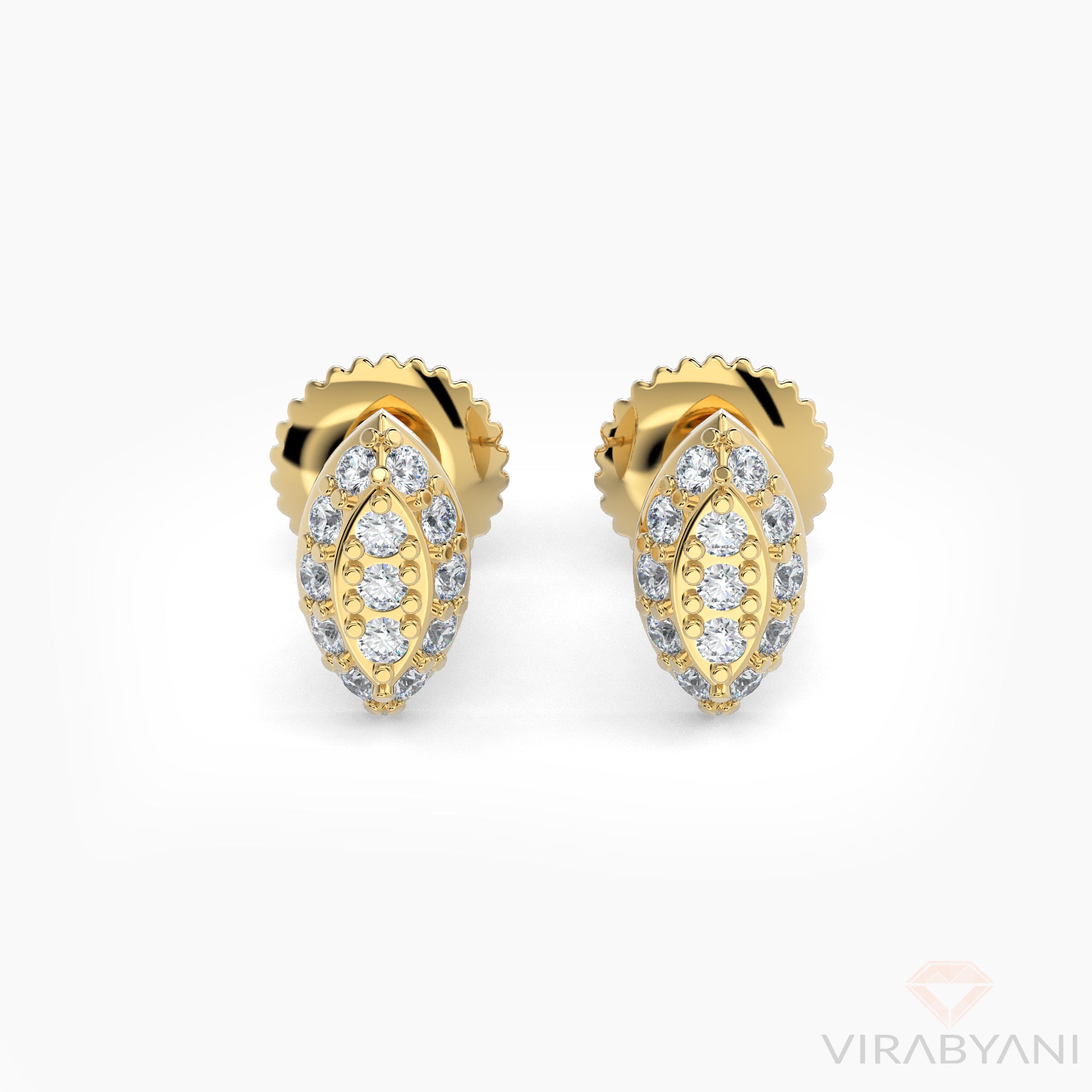 Marquise Shaped AMoré Pavé Stud Earrings With 0.20 ct. Diamonds-VIRABYANI