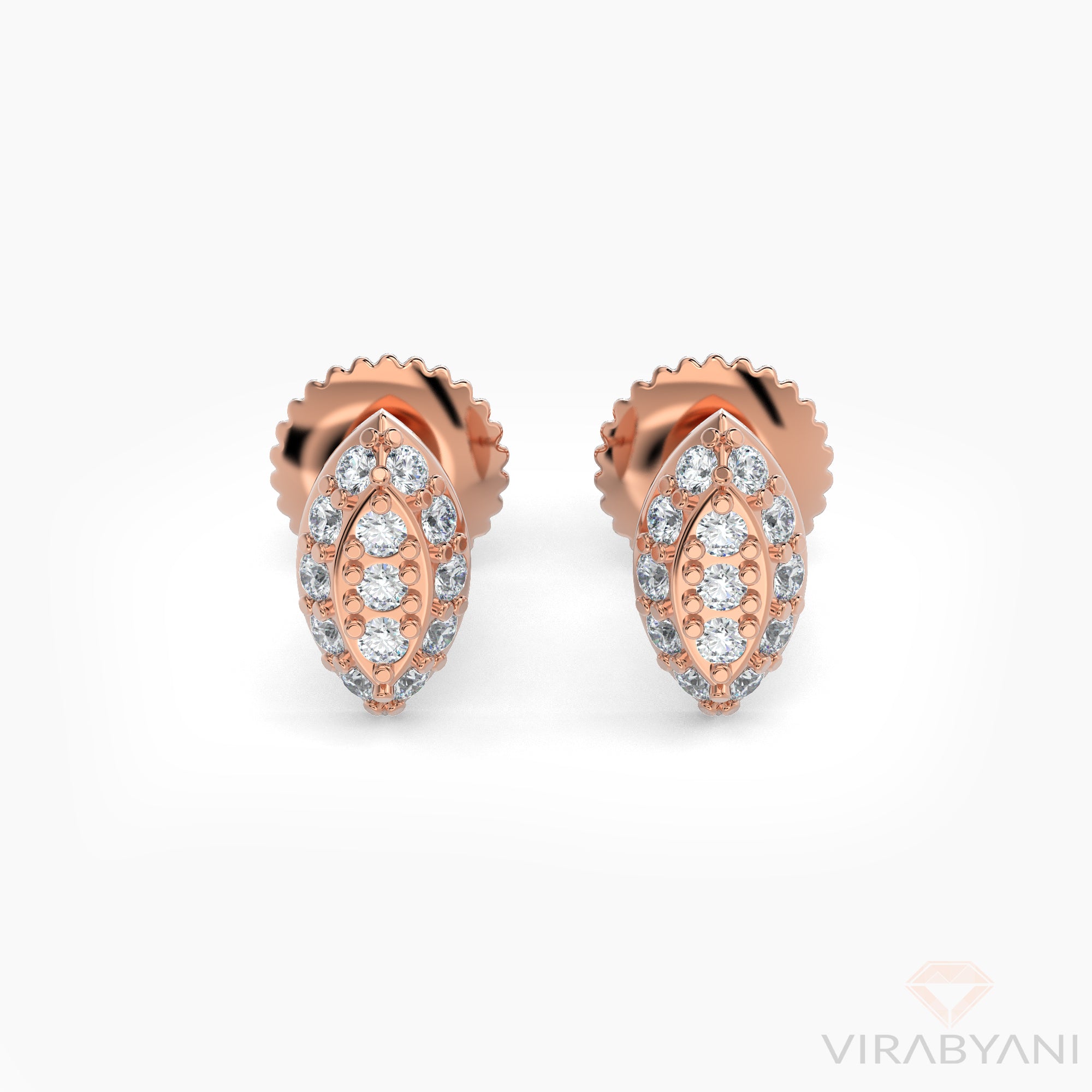 Marquise Shaped AMoré Pavé Stud Earrings With 0.20 ct. Diamonds-VIRABYANI