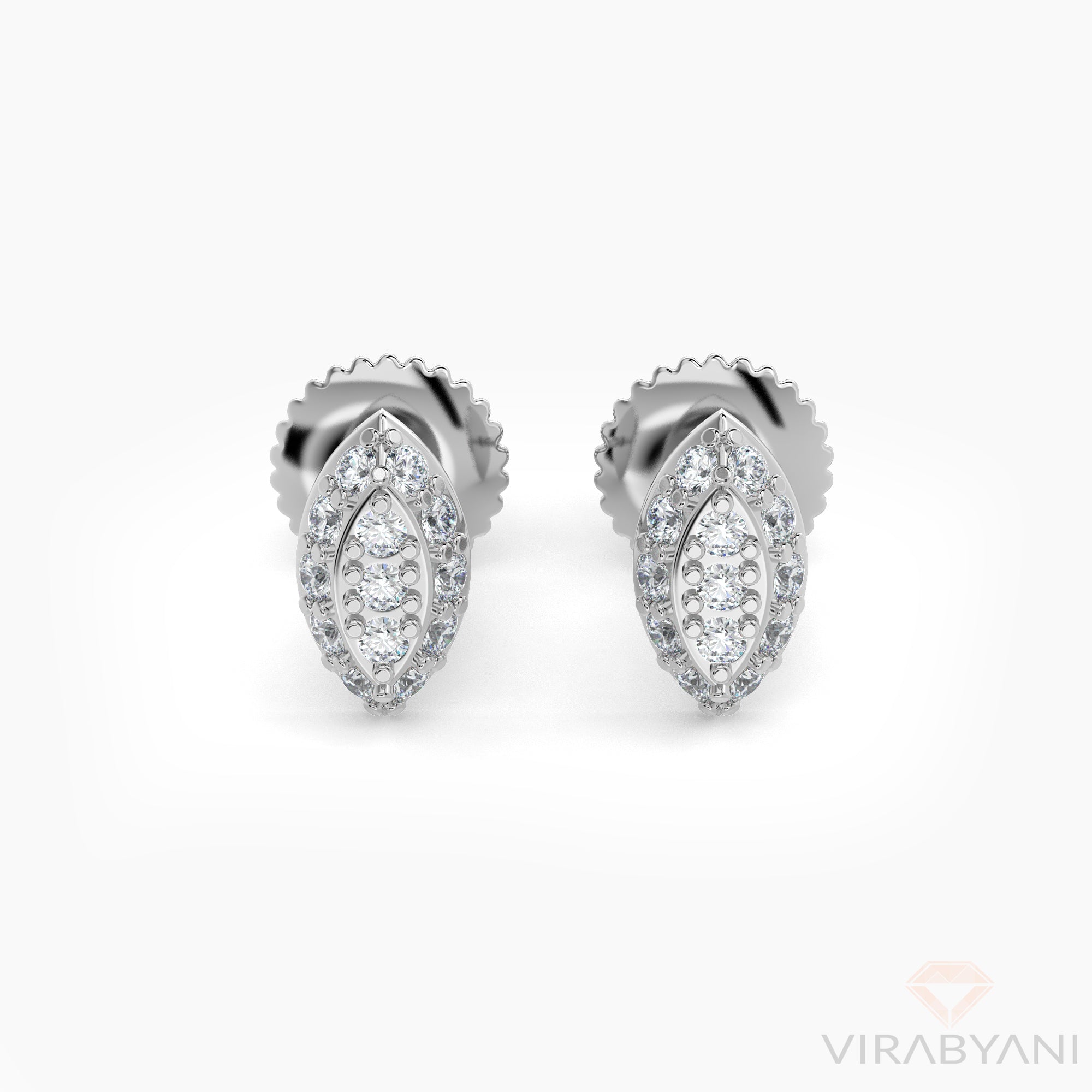 Marquise Shaped AMoré Pavé Stud Earrings With 0.20 ct. Diamonds-VIRABYANI