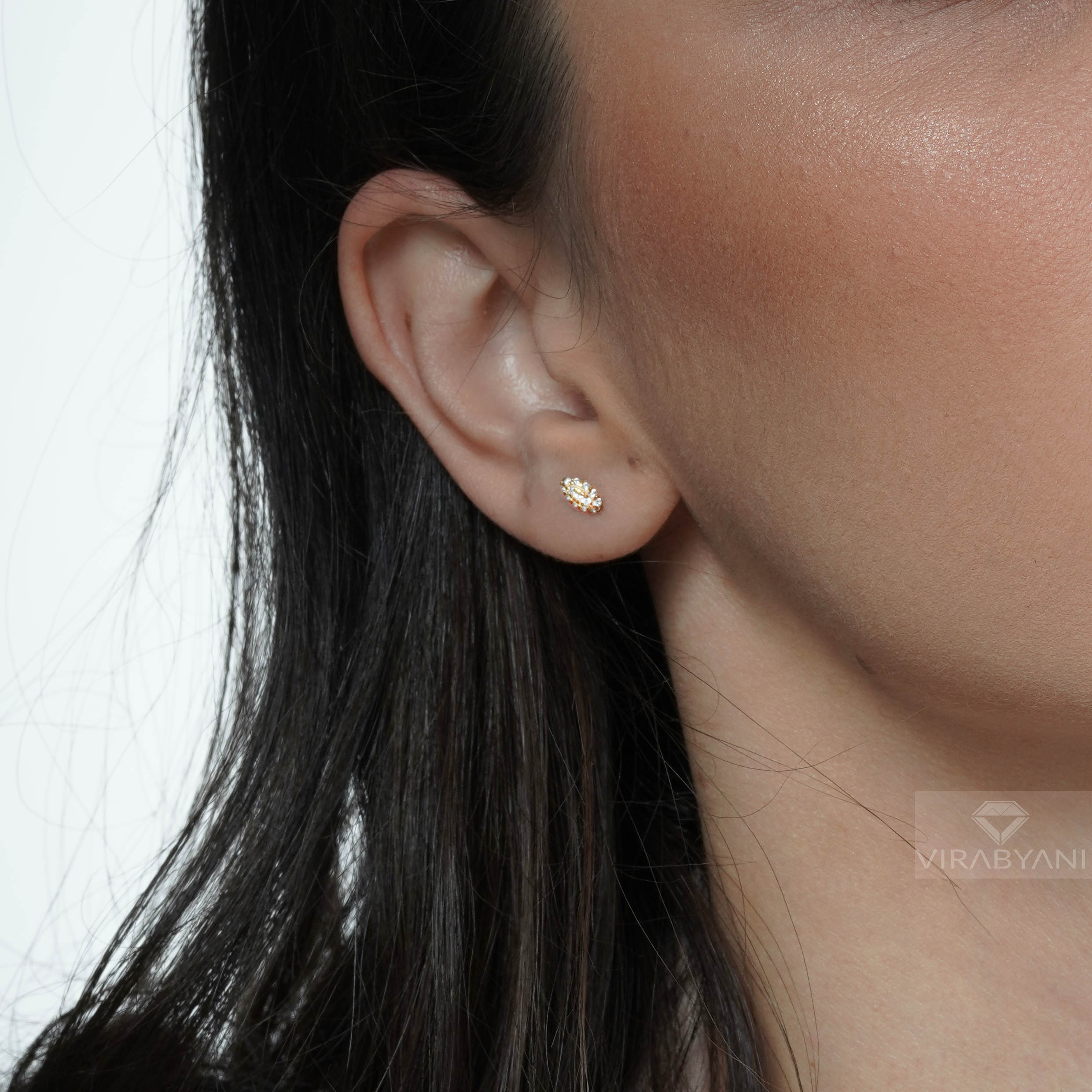 Marquise Shaped AMoré Pavé Stud Earrings With 0.20 ct. Diamonds-VIRABYANI