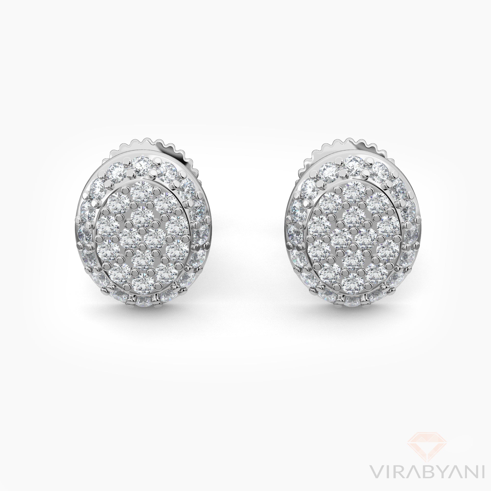 Oval Shaped AMoré Pavé Stud Earrings With 0.50 ct. Diamonds-VIRABYANI