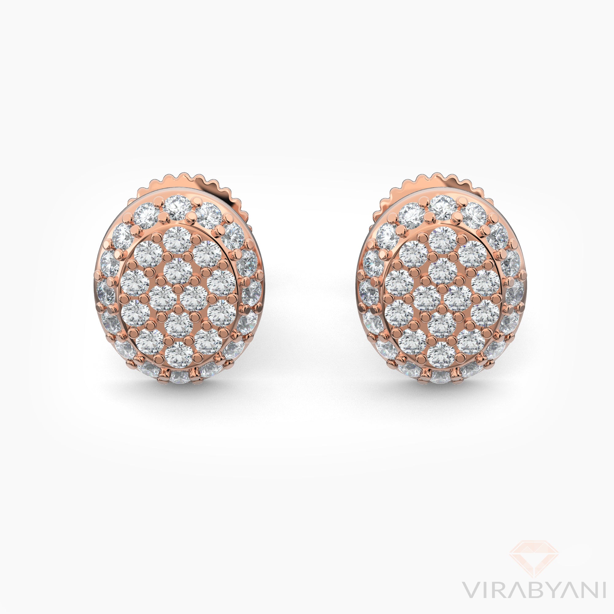 Oval Shaped AMoré Pavé Stud Earrings With 0.50 ct. Diamonds-VIRABYANI