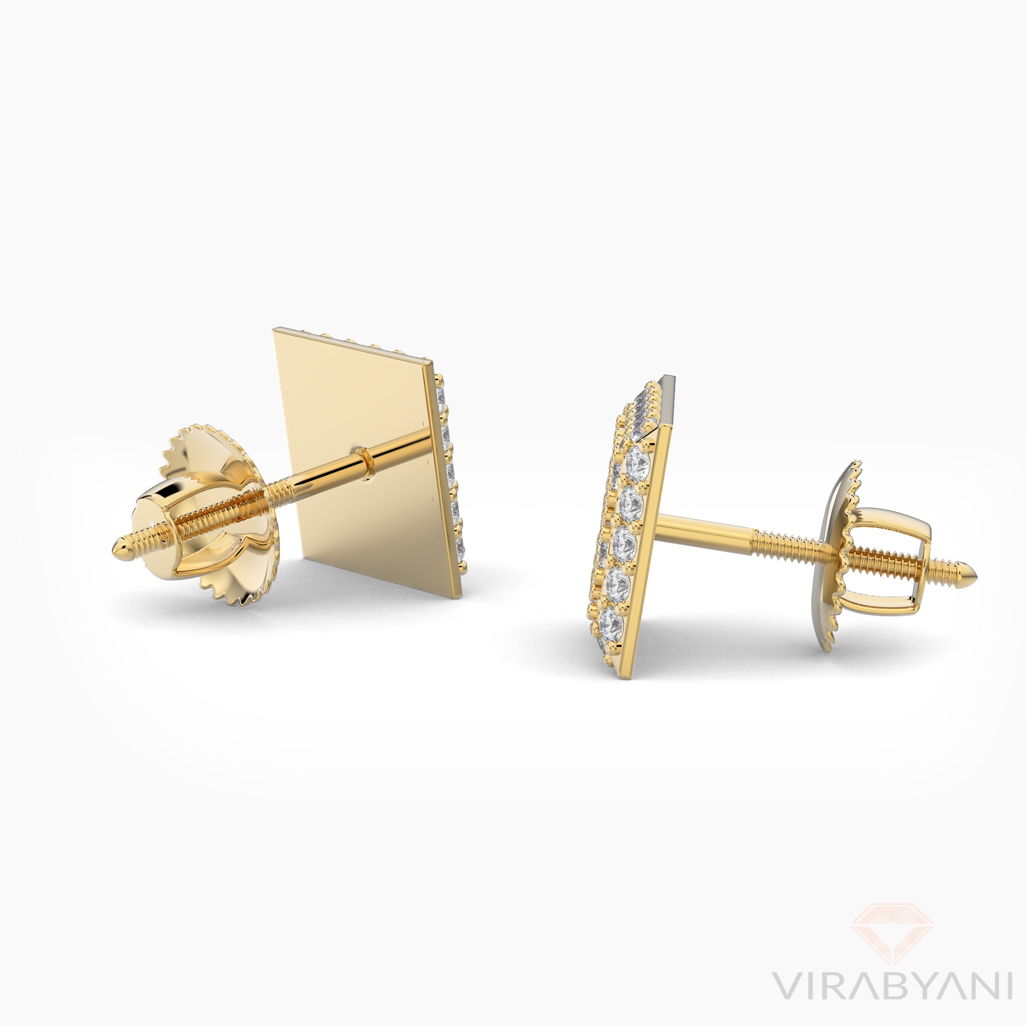 Square Shaped AMoré Pavé Stud Earrings With 0.54 ct. Diamonds-VIRABYANI