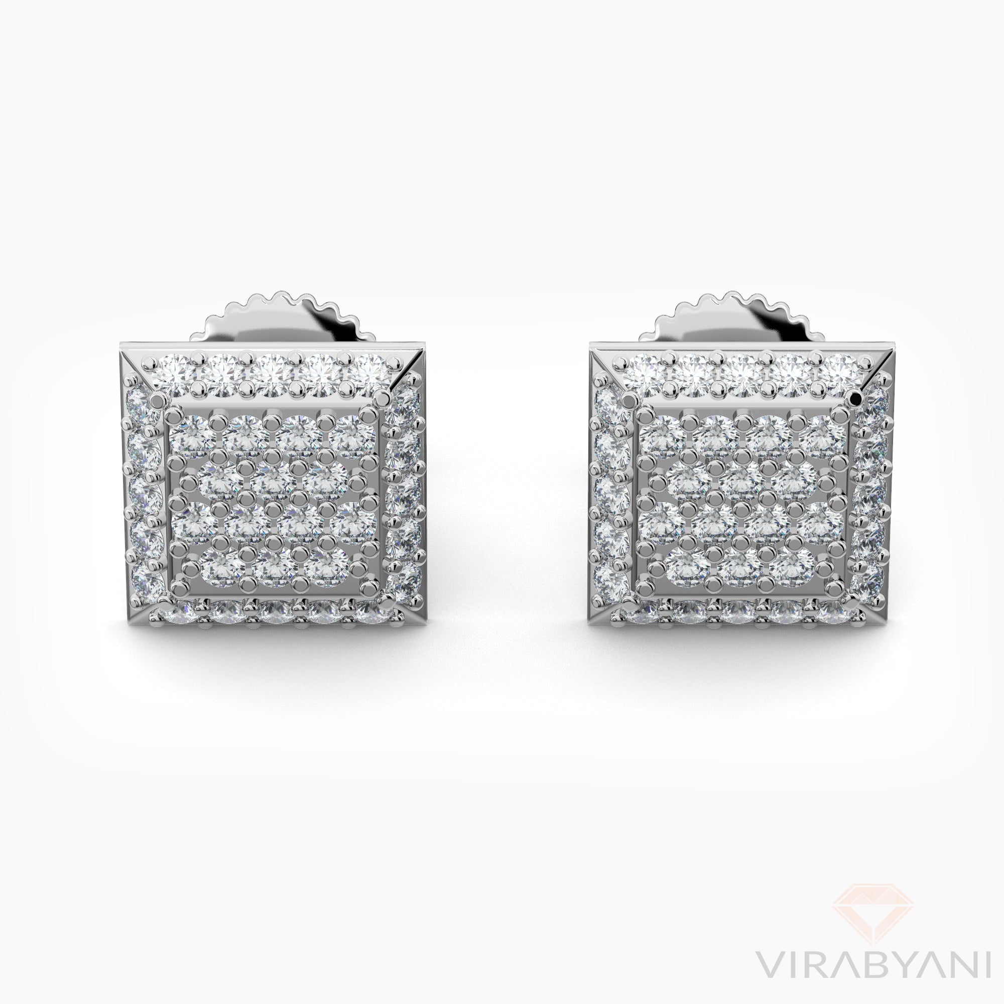 Square Shaped AMoré Pavé Stud Earrings With 0.54 ct. Diamonds-VIRABYANI