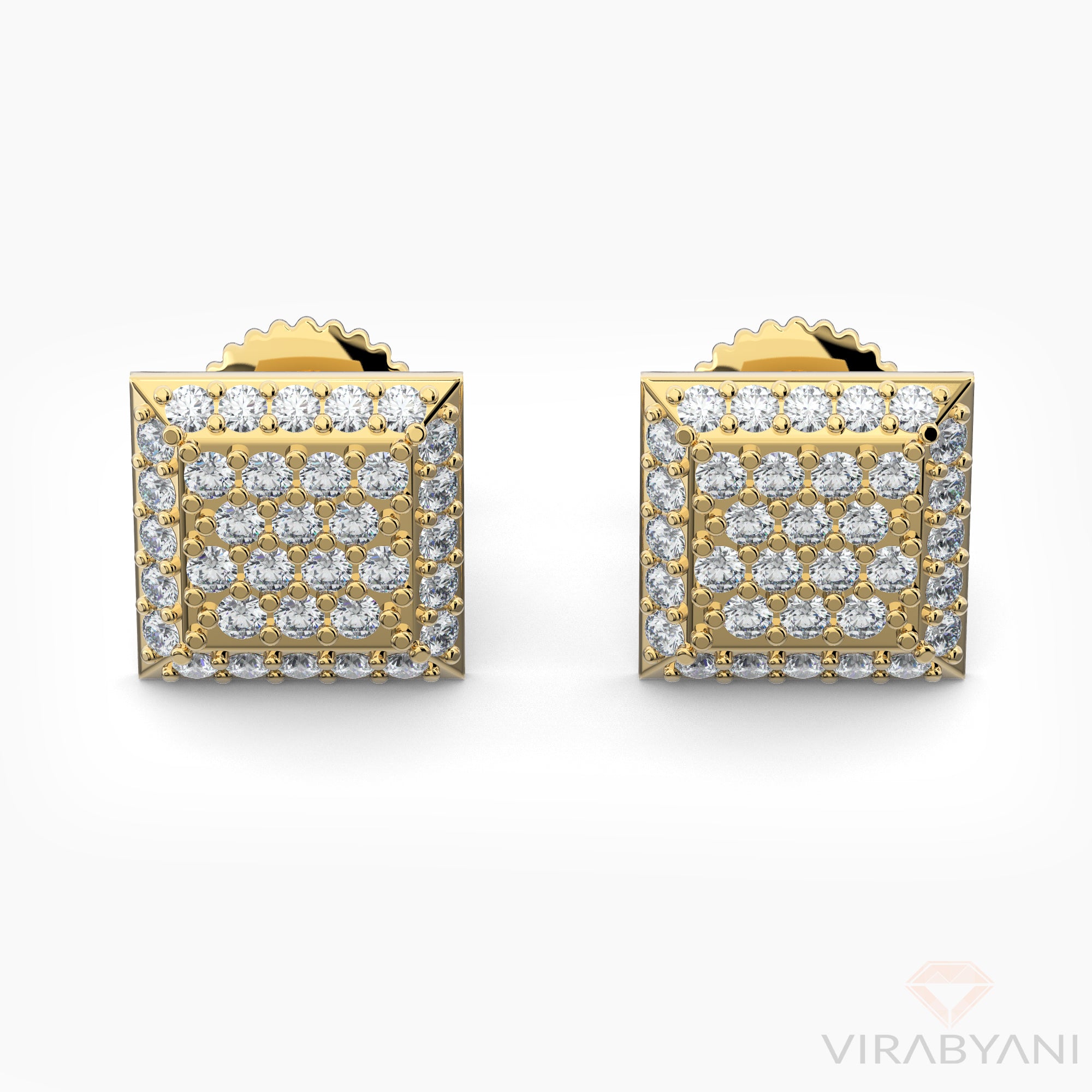 Square Shaped AMoré Pavé Stud Earrings With 0.54 ct. Diamonds-VIRABYANI