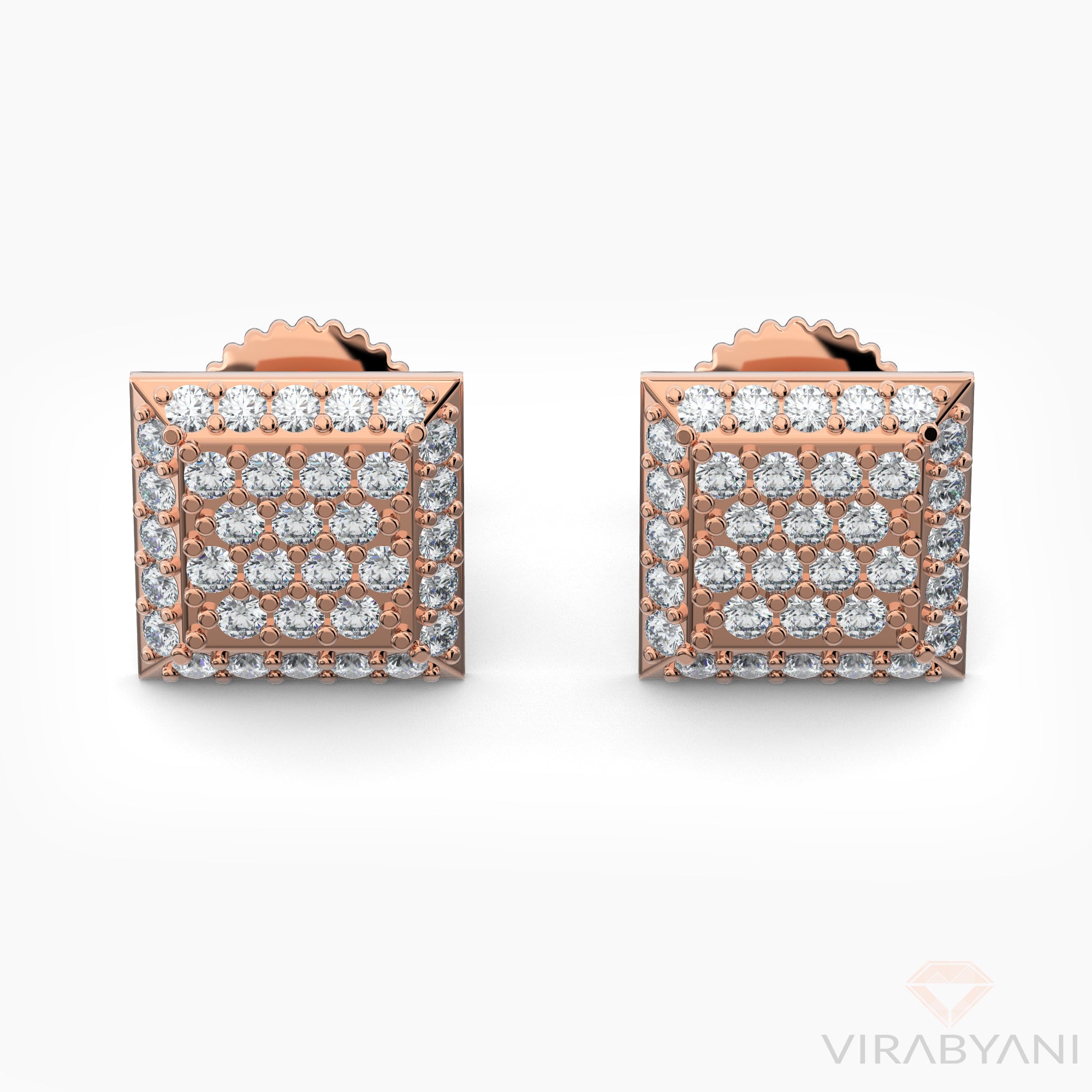 Square Shaped AMoré Pavé Stud Earrings With 0.54 ct. Diamonds-VIRABYANI