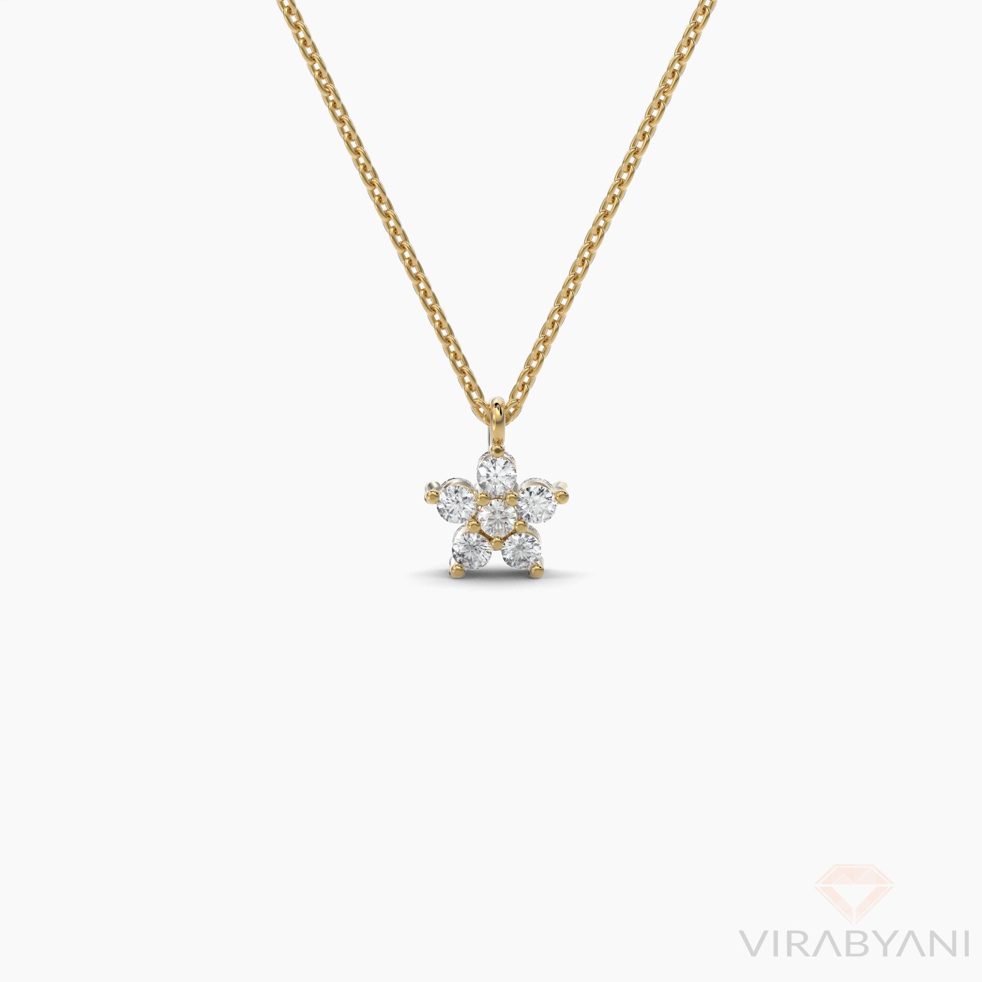 Double Sided Diamond & Sapphire Flower Necklace-VIRABYANI