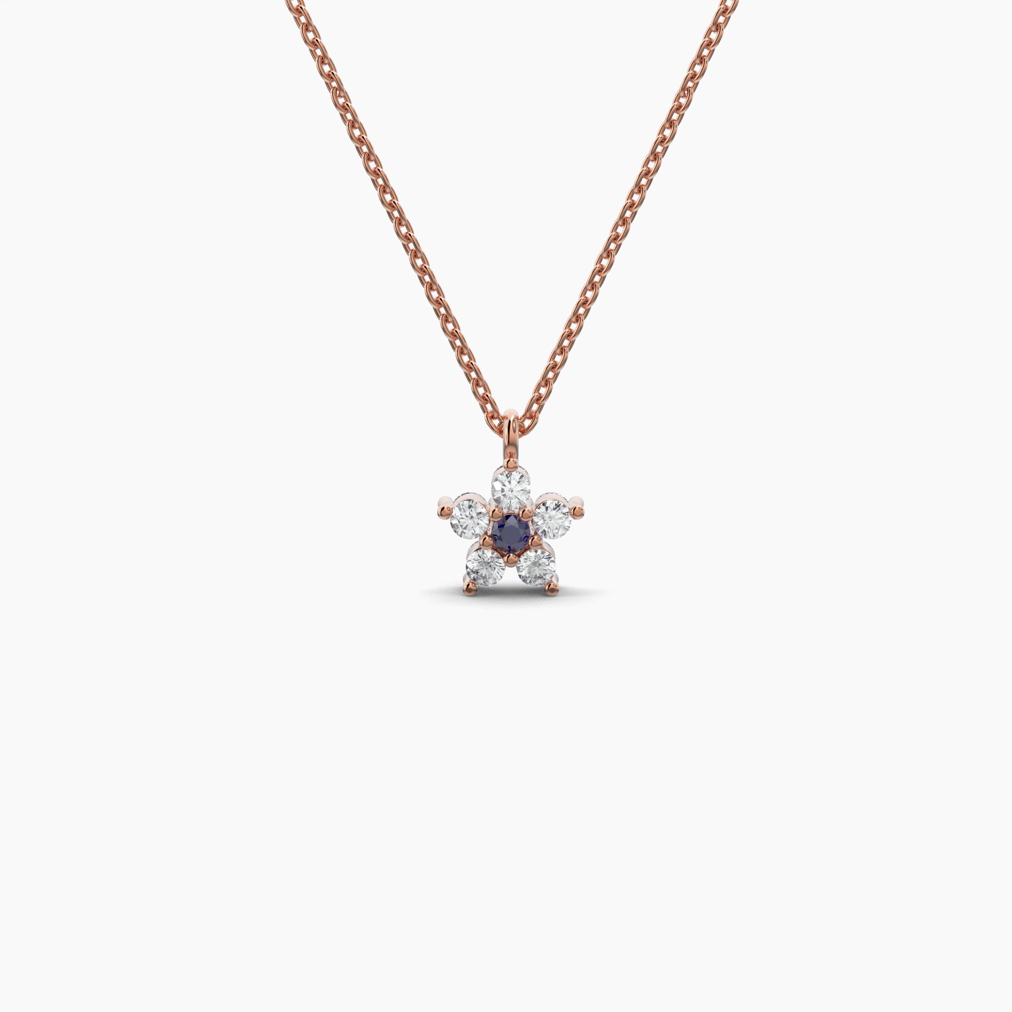 Double Sided Diamond & Sapphire Flower Necklace-VIRABYANI