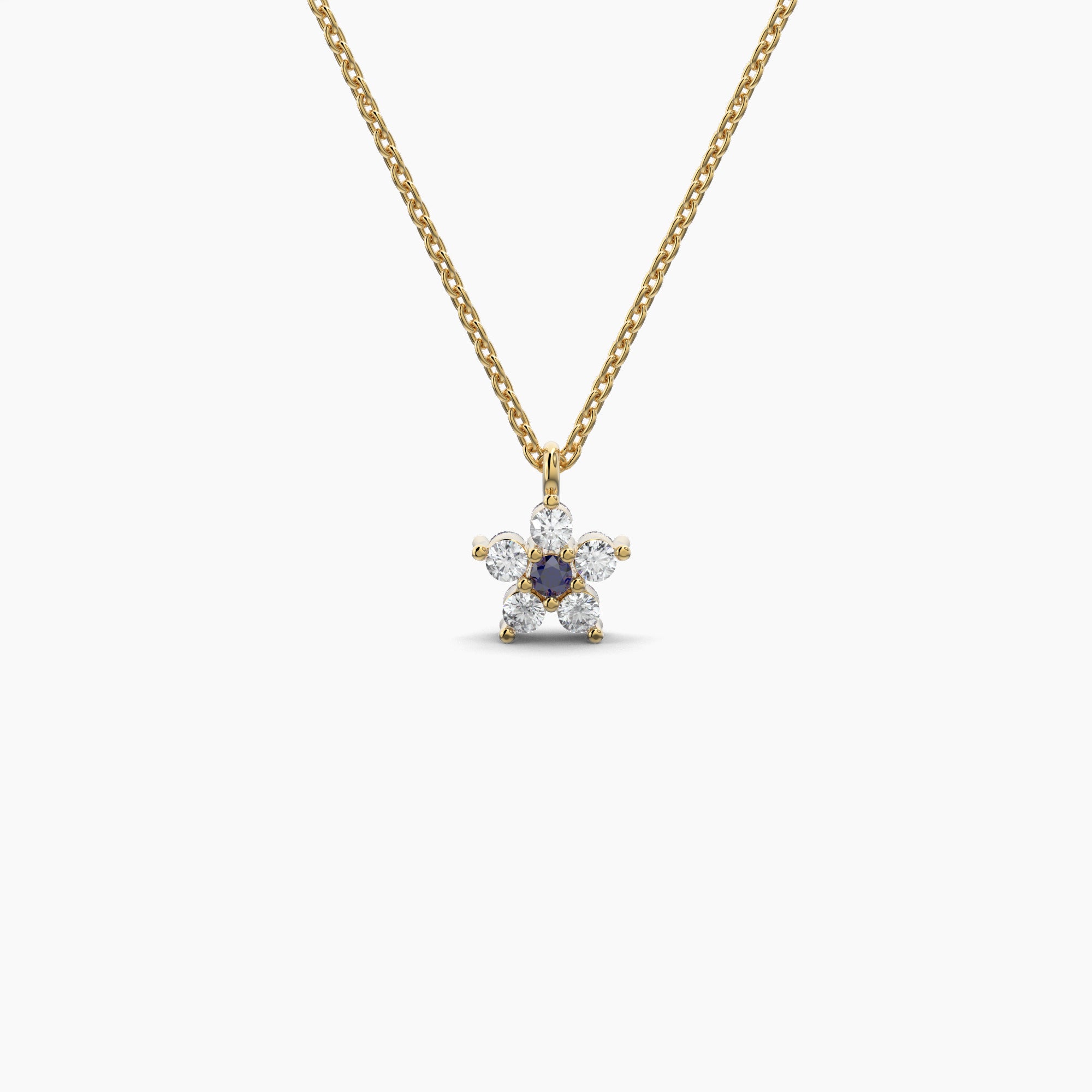Double Sided Diamond & Sapphire Flower Necklace-VIRABYANI