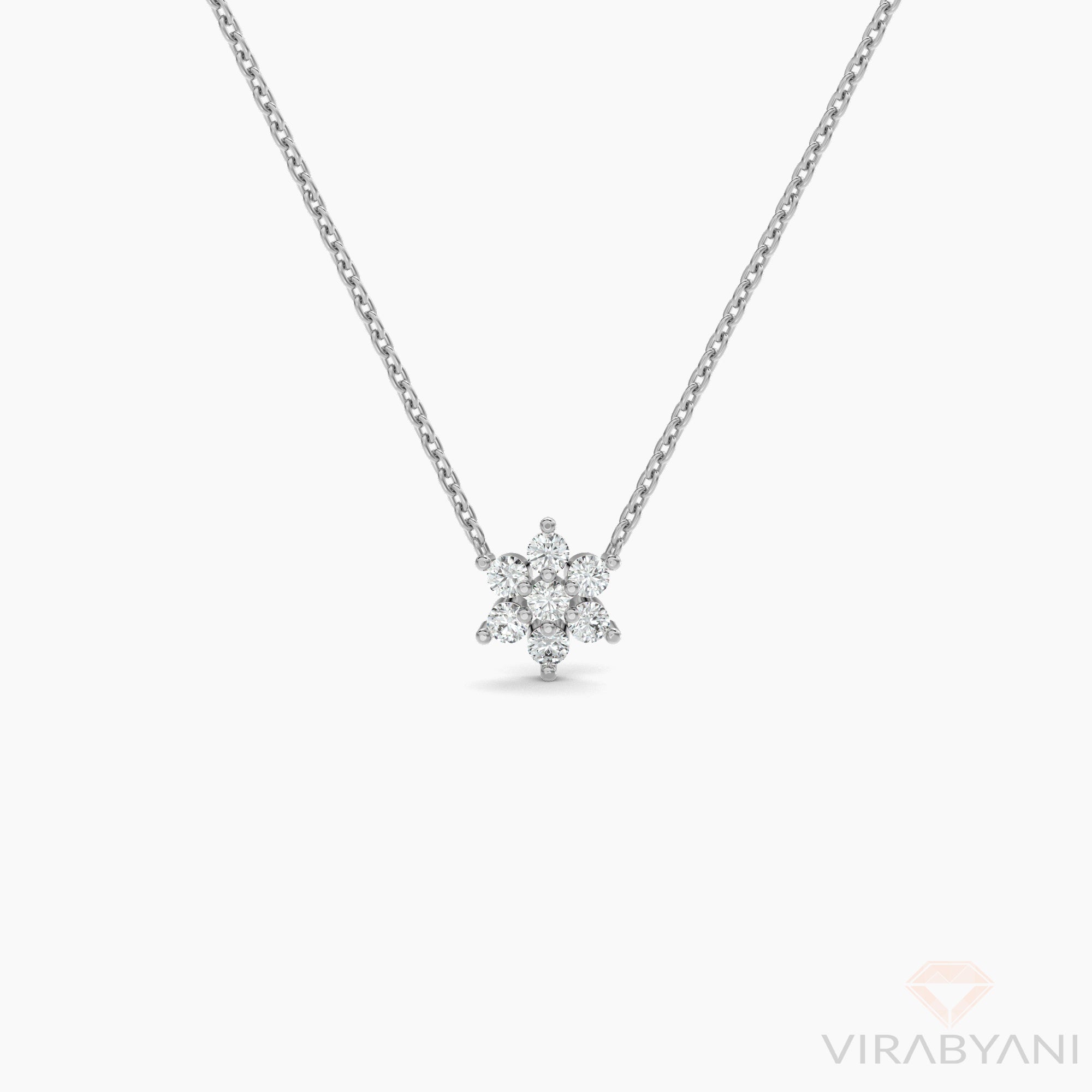 Diamond Flower Necklace with 0.18ct. Natural Round Diamonds-VIRABYANI