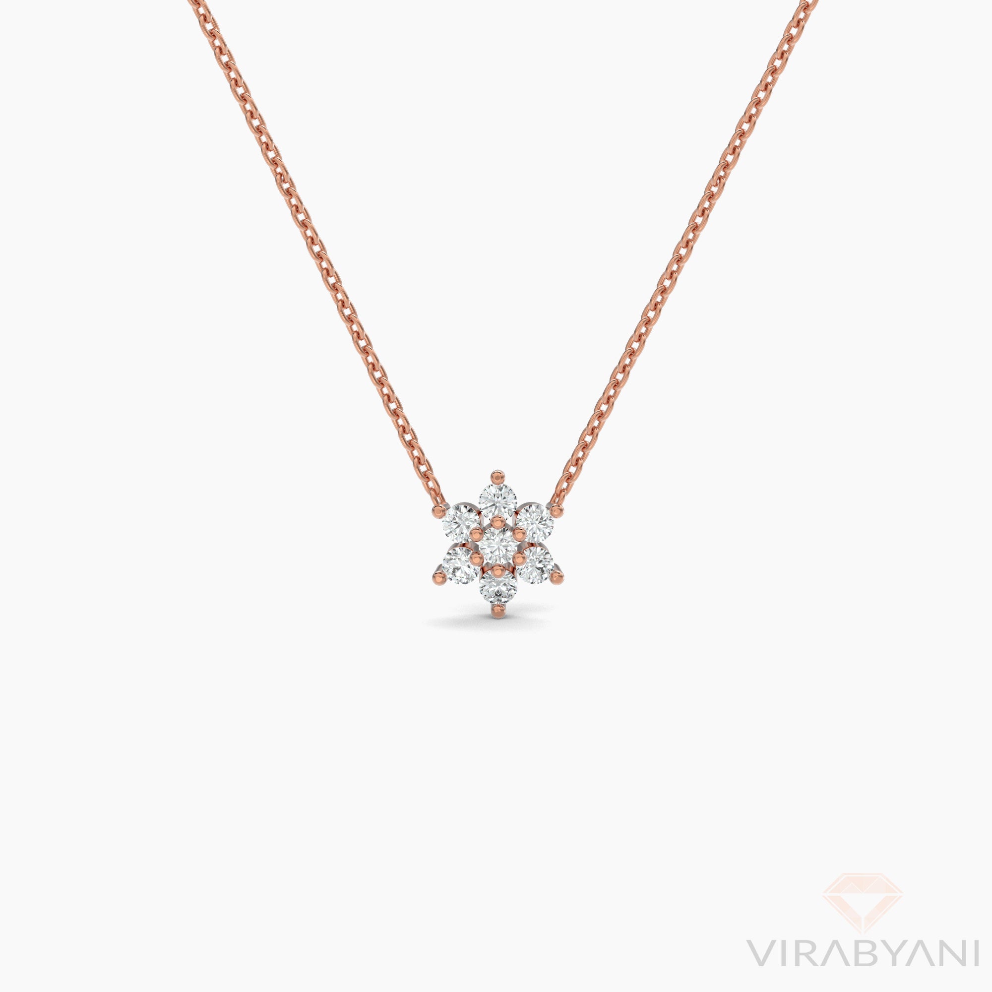 Diamond Flower Necklace with 0.18ct. Natural Round Diamonds