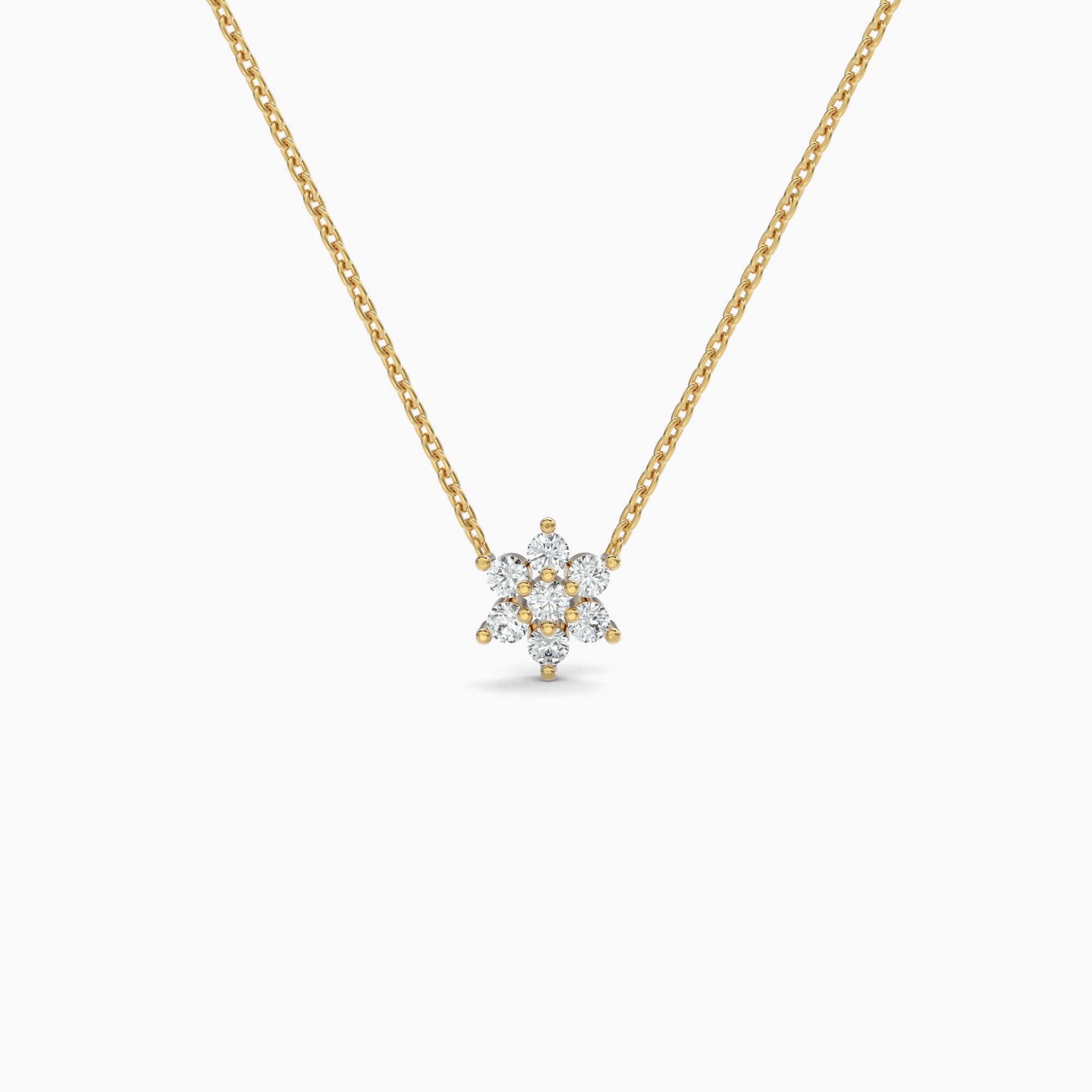 Diamond Flower Necklace with 0.18ct. Natural Round Diamonds-VIRABYANI