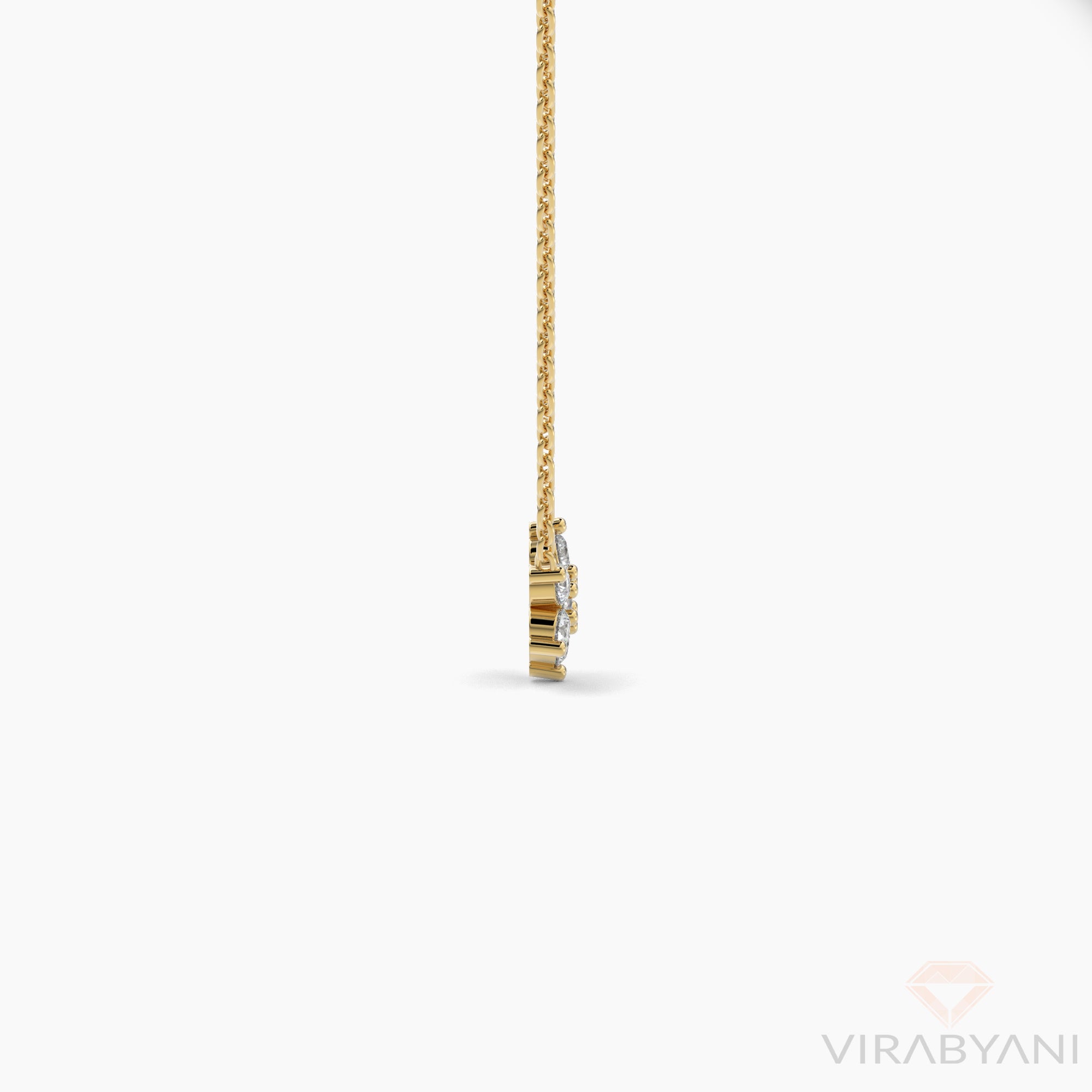 Diamond Flower Necklace with 0.18ct. Natural Round Diamonds-VIRABYANI