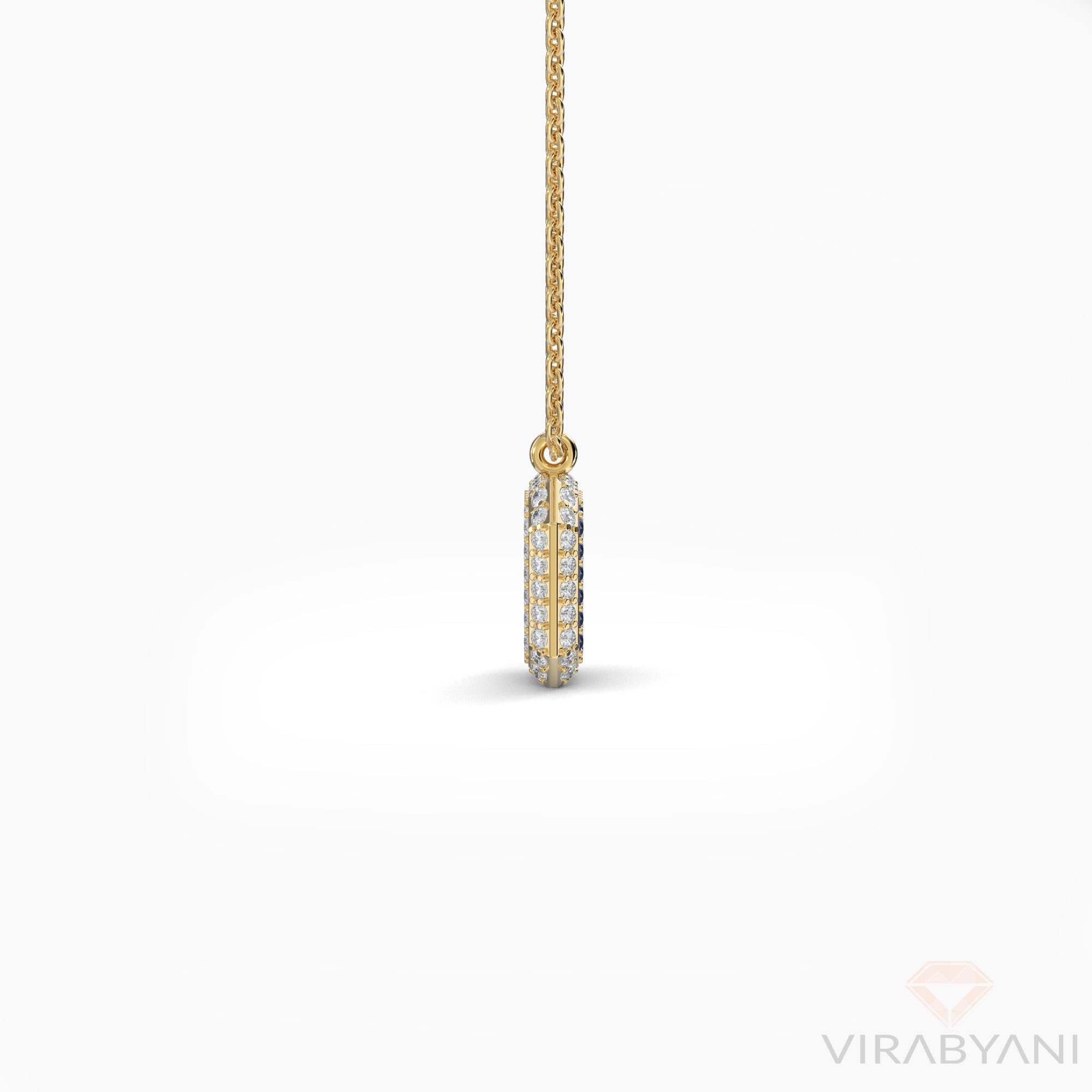 Double Sided Diamond and Sapphire Emerald Shaped AMoré Pavé Necklace-VIRABYANI