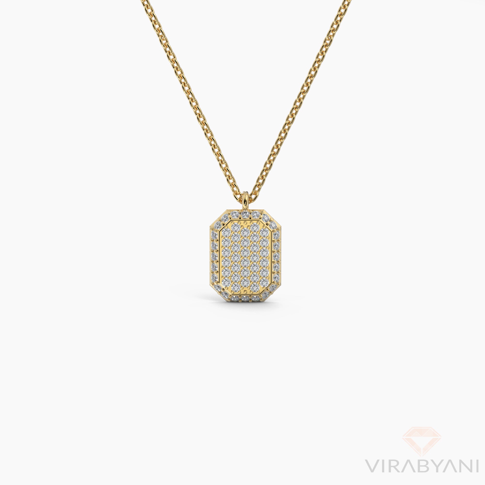 Emerald Shaped AMoré Pavé Necklace With 0.45 ct. Diamonds-VIRABYANI