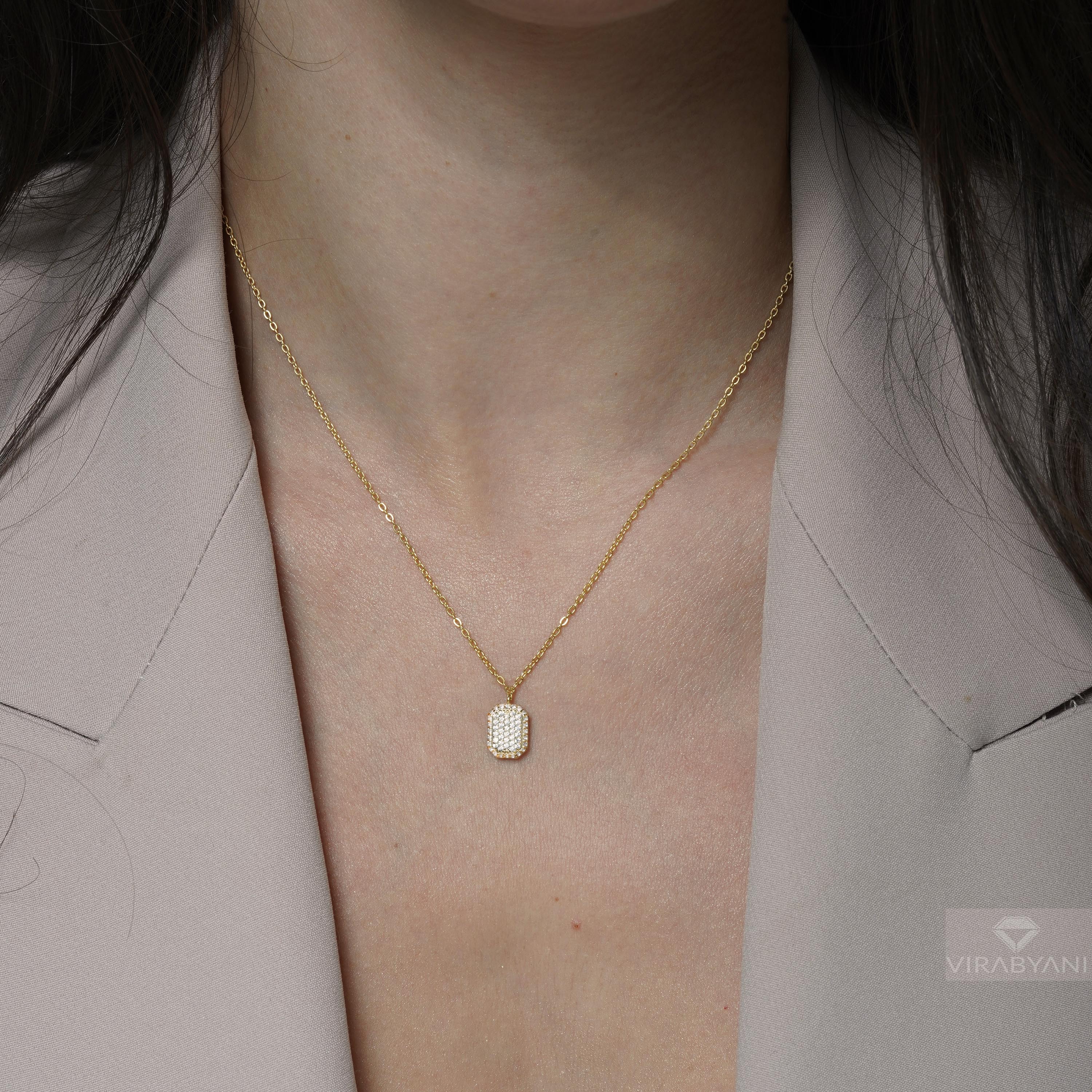 Emerald Shaped AMoré Pavé Necklace With 0.45 ct. Diamonds-VIRABYANI