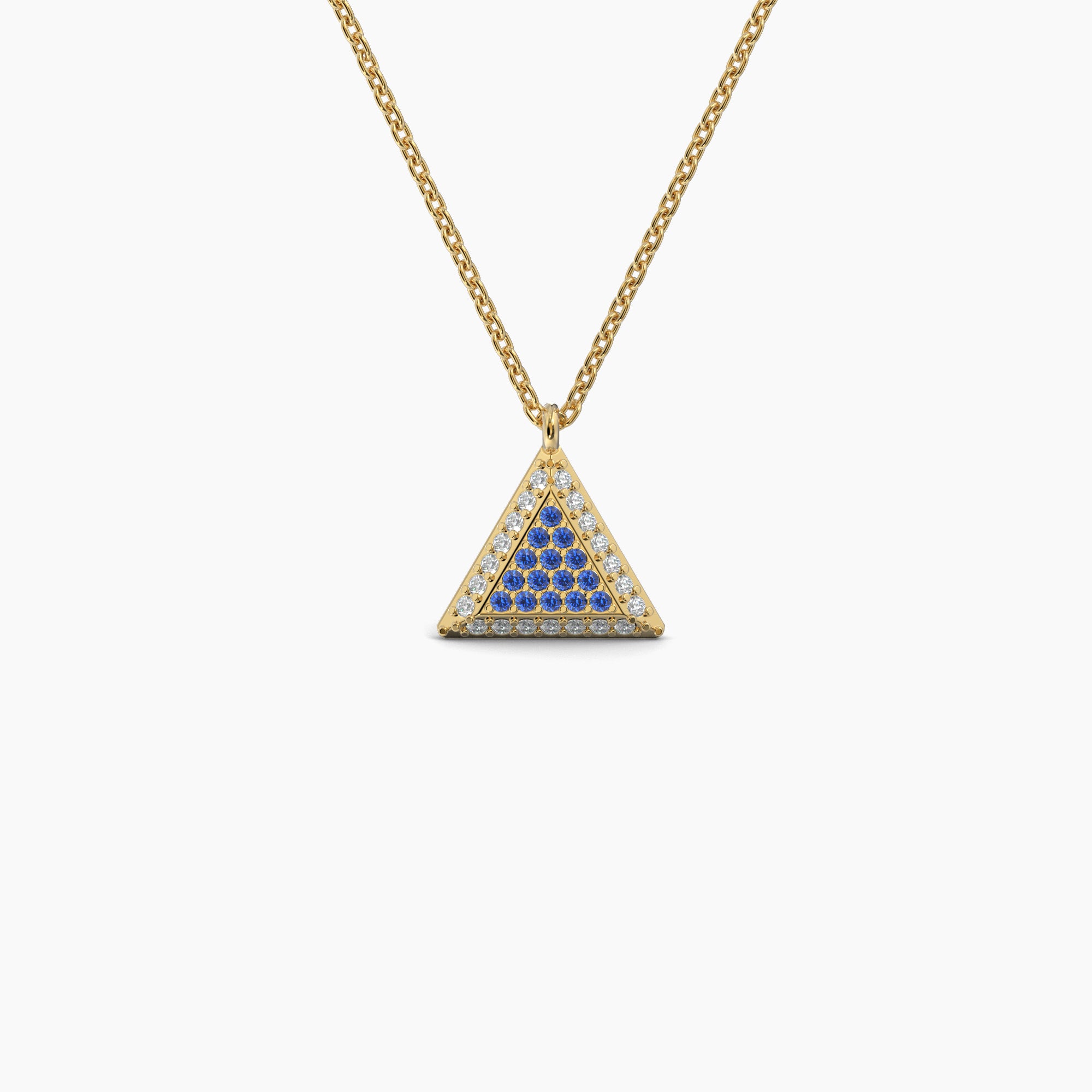 Double Sided Diamond & Sapphire Triangle Shaped AMoré Pavé Necklace-VIRABYANI