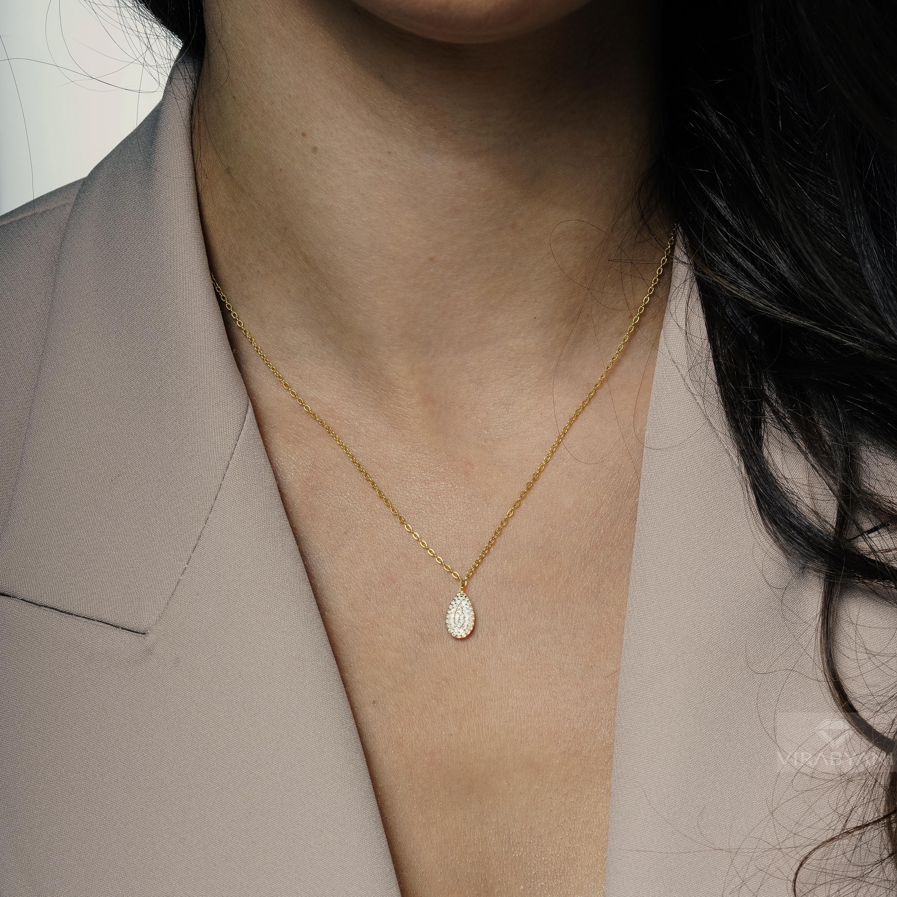 Pear Shaped AMoré Pavé Necklace With 0.34 ct. Diamonds-VIRABYANI