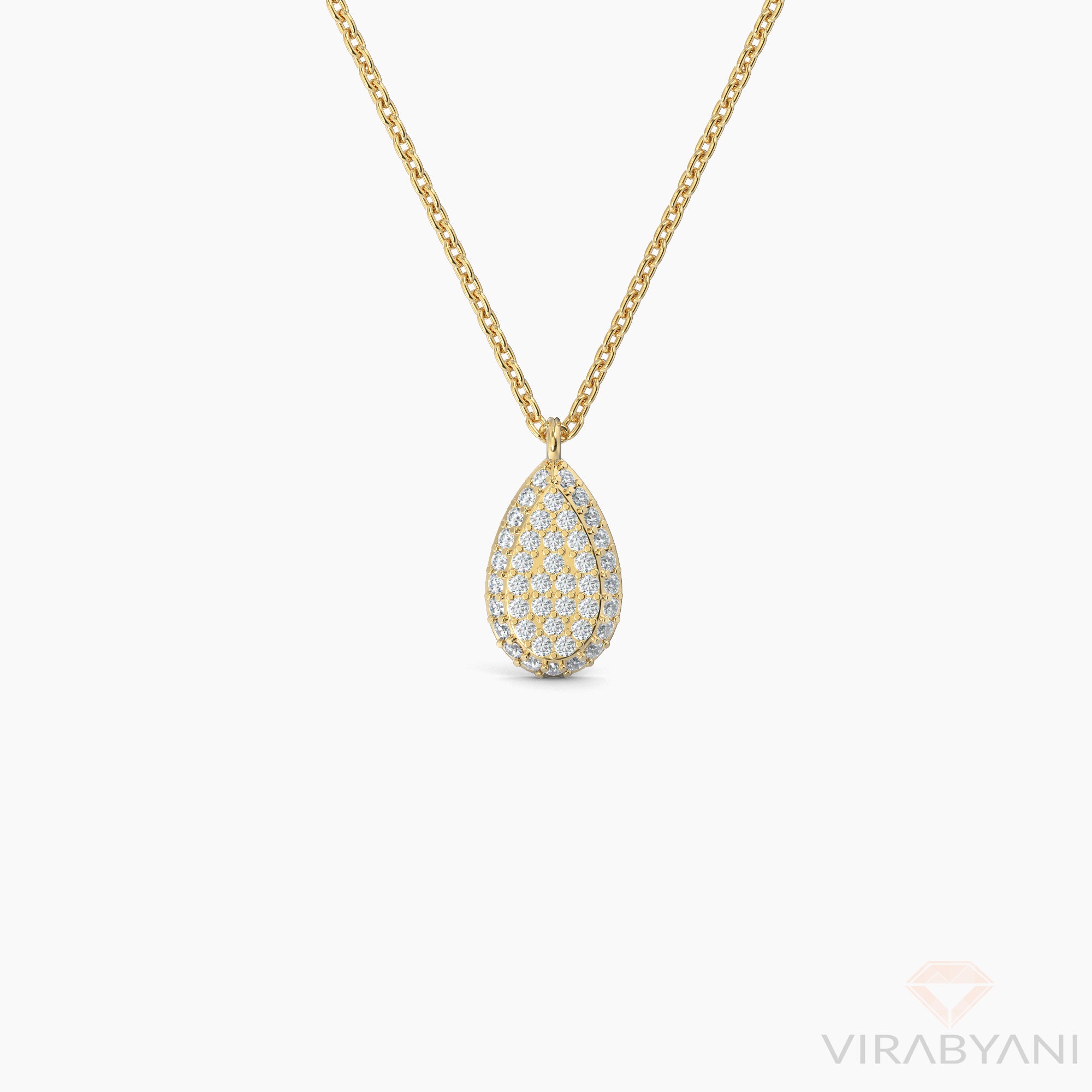 Double Sided Diamond & Sapphirre Pear Shaped AMoré Pavé Necklace-VIRABYANI