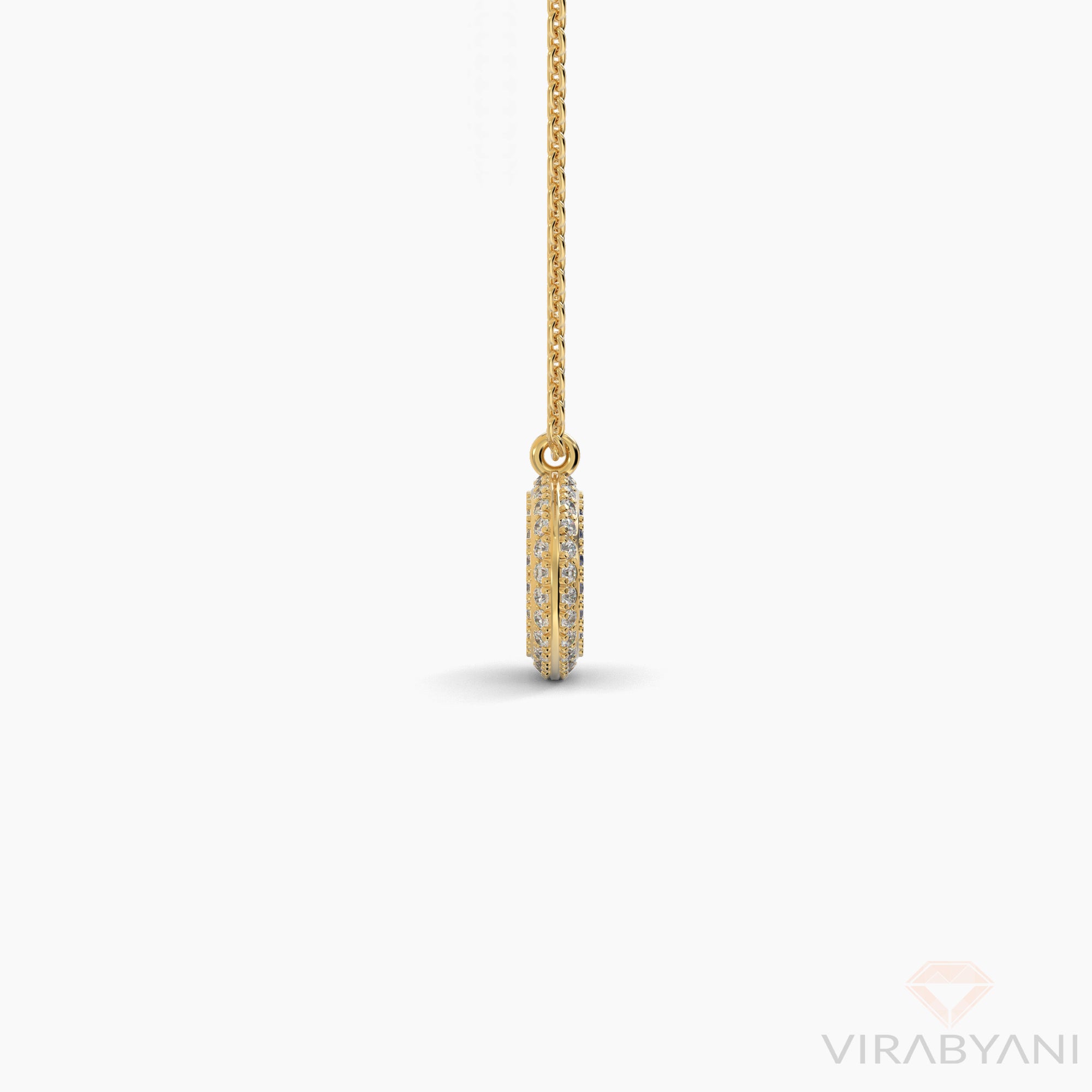 Double Sided Diamond & Sapphire Round Shaped AMoré Pavé Necklace-VIRABYANI
