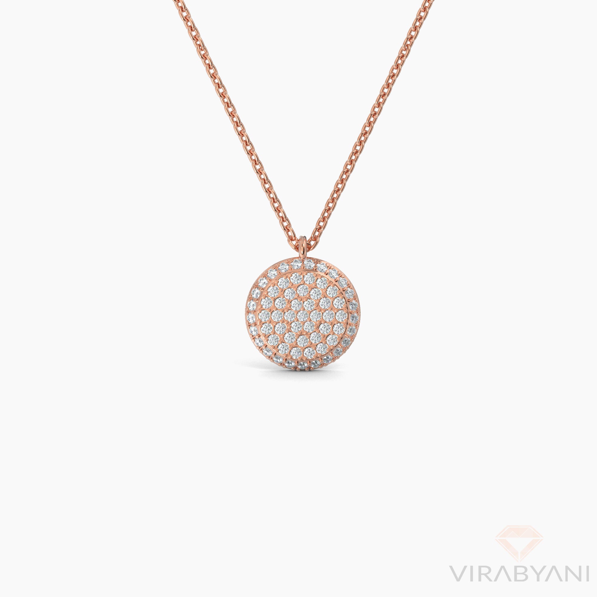 Round Shaped AMoré Pavé Necklace With 0.50 ct. Diamonds-VIRABYANI