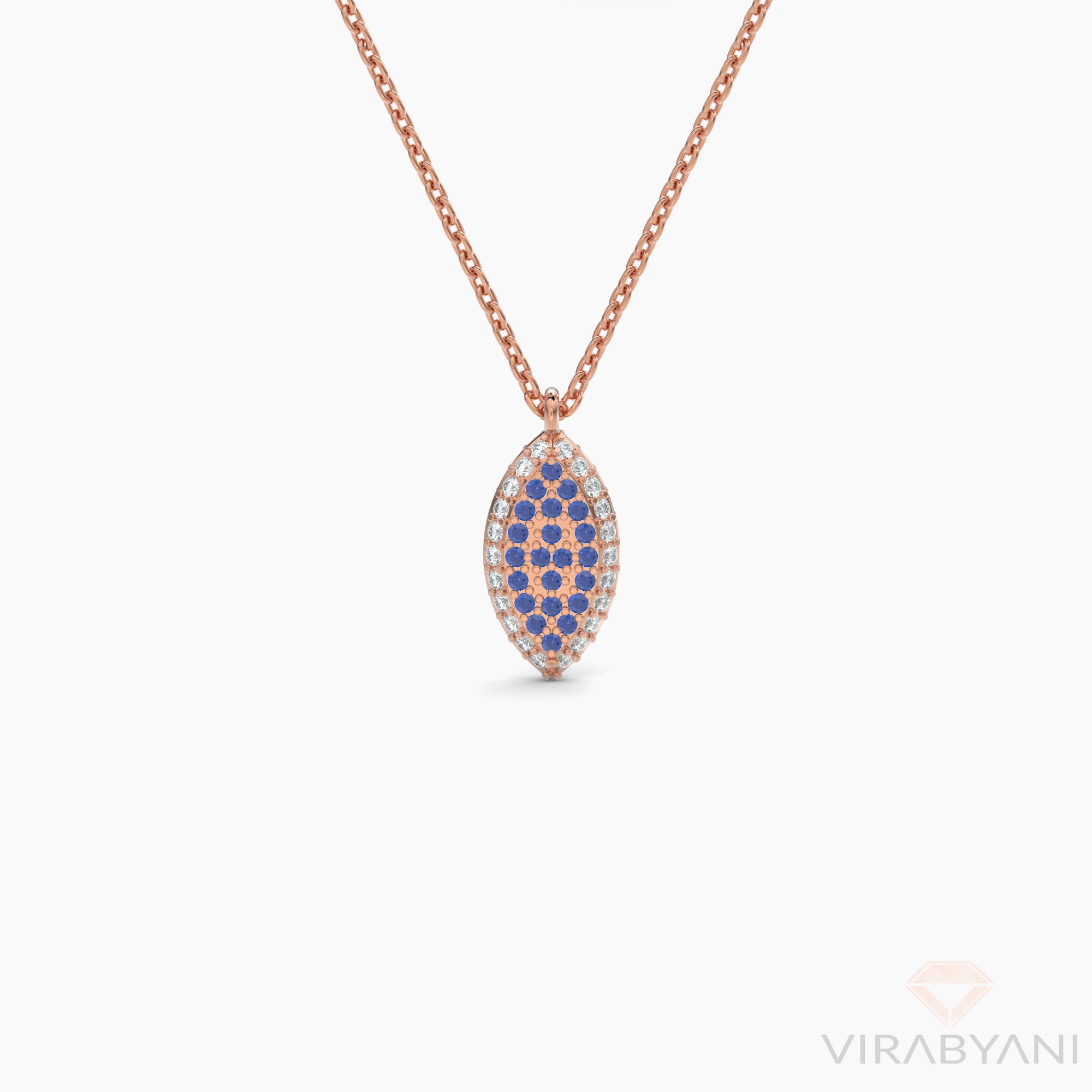 Double Sided Diamond & Sapphire Marquise Shaped AMoré Pavé Necklace-VIRABYANI