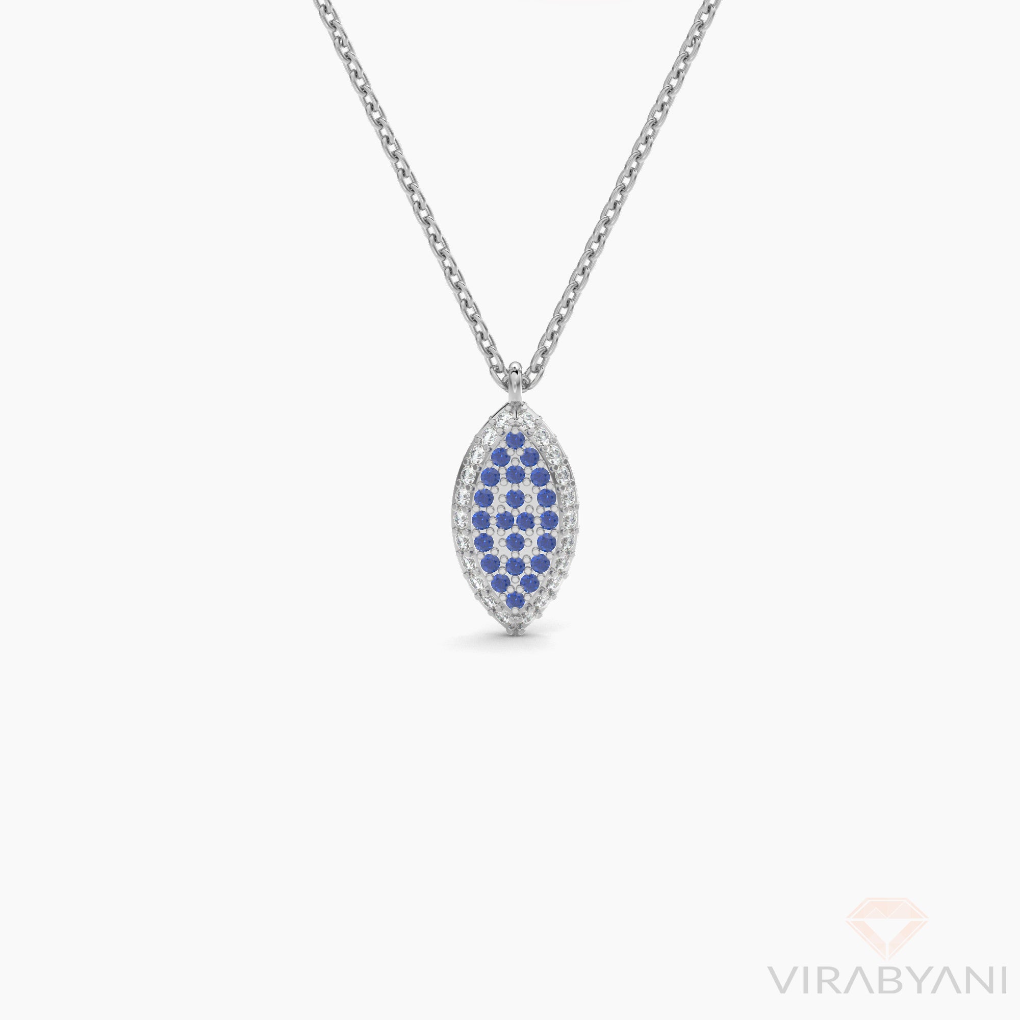 Double Sided Diamond & Sapphire Marquise Shaped AMoré Pavé Necklace-VIRABYANI