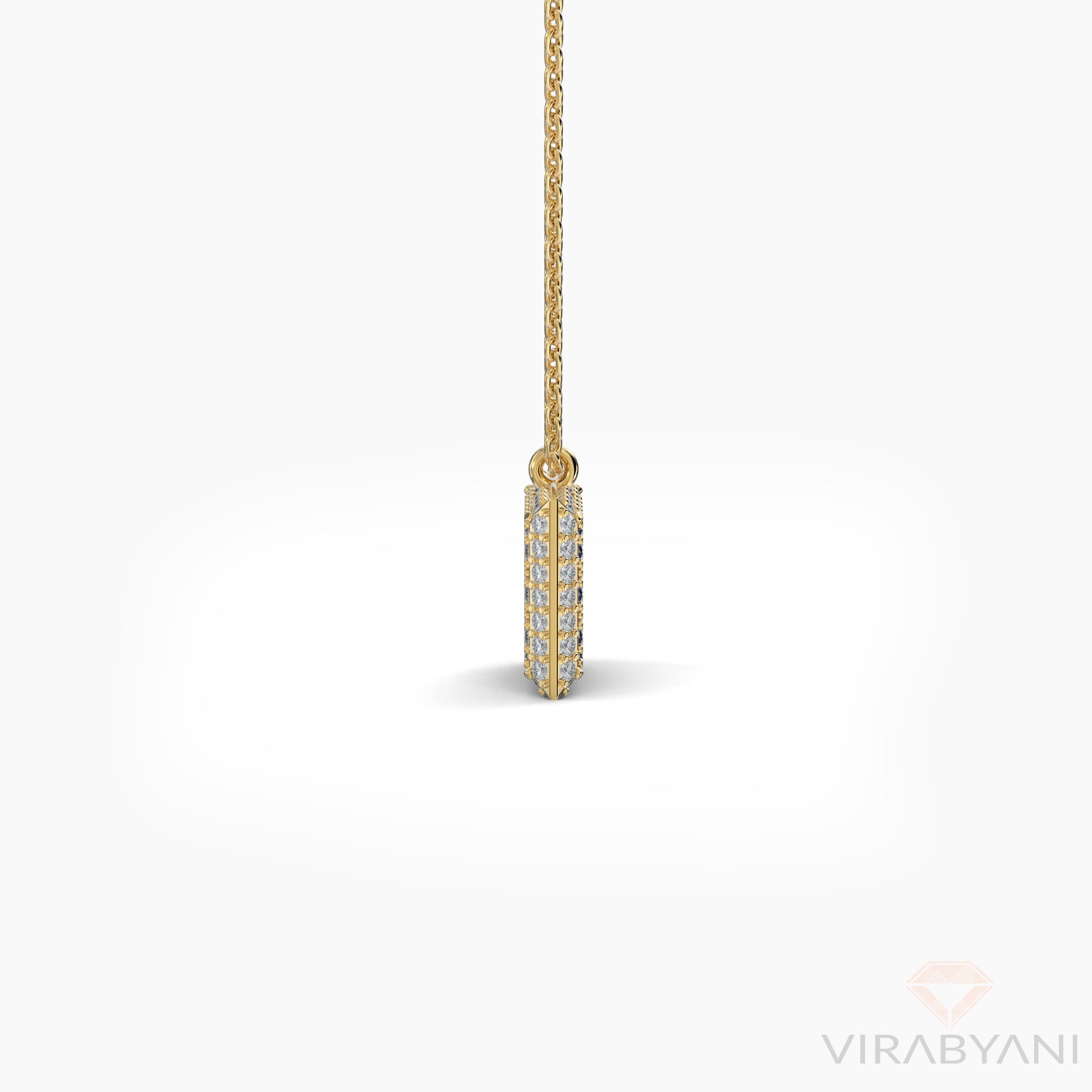 Double Sided Diamond & Sapphire Square Shaped AMoré Pavé Necklace-VIRABYANI