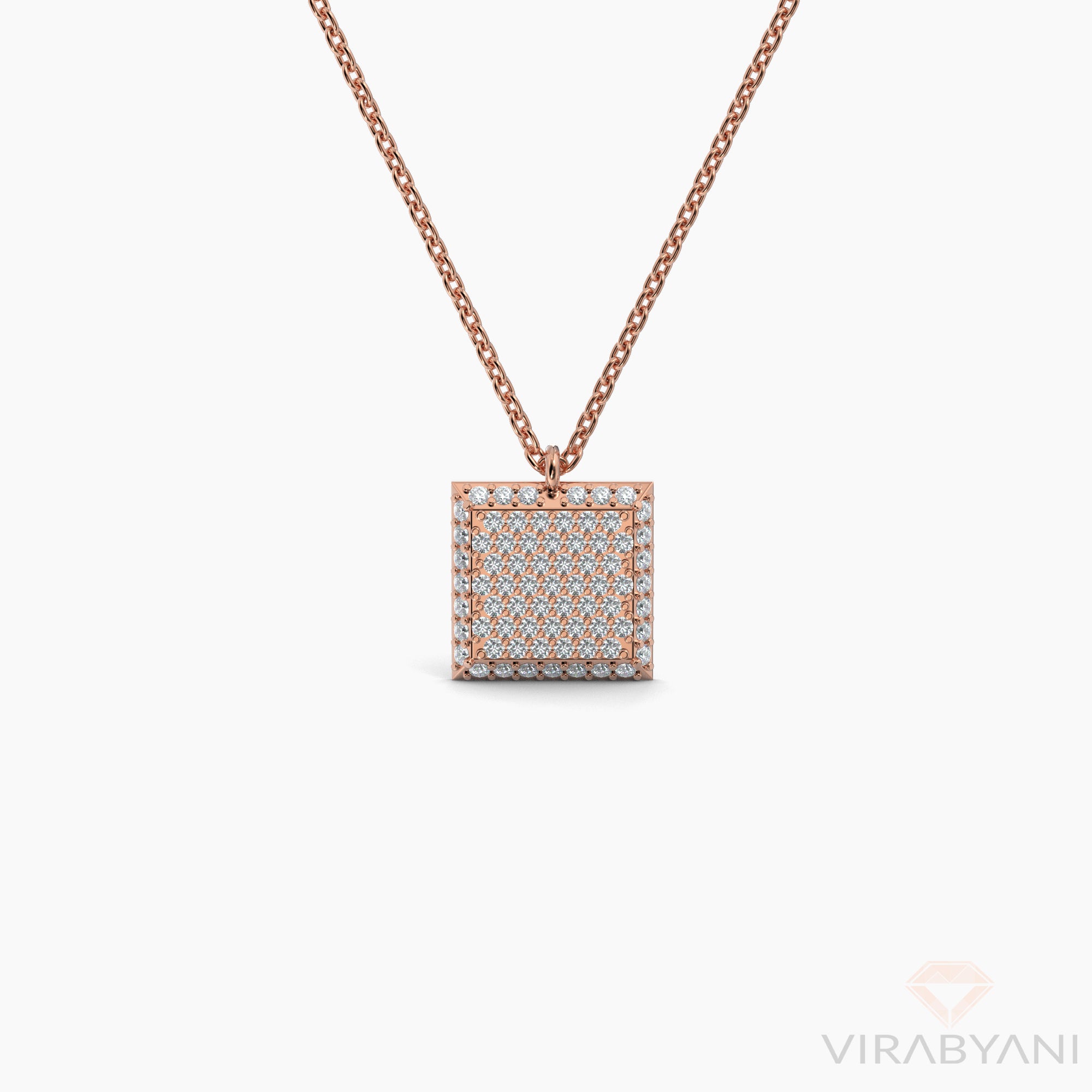 Square Shaped AMoré Pavé Necklace With 0.50 ct. Diamonds-VIRABYANI