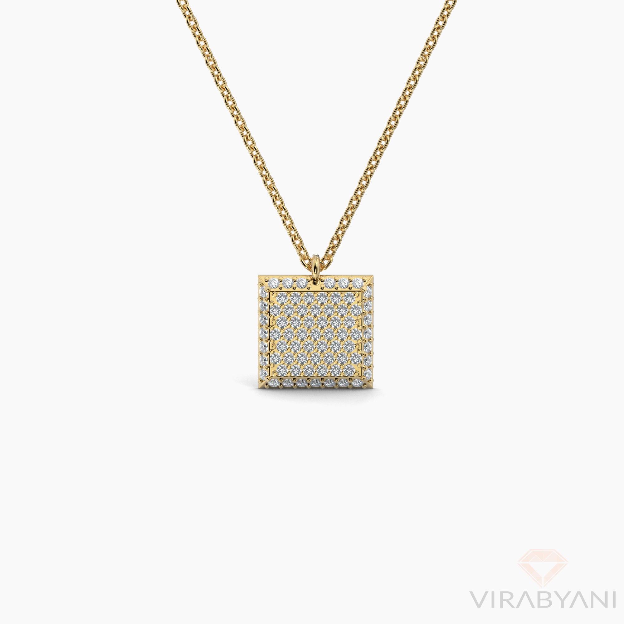 Double Sided Diamond & Sapphire Square Shaped AMoré Pavé Necklace-VIRABYANI