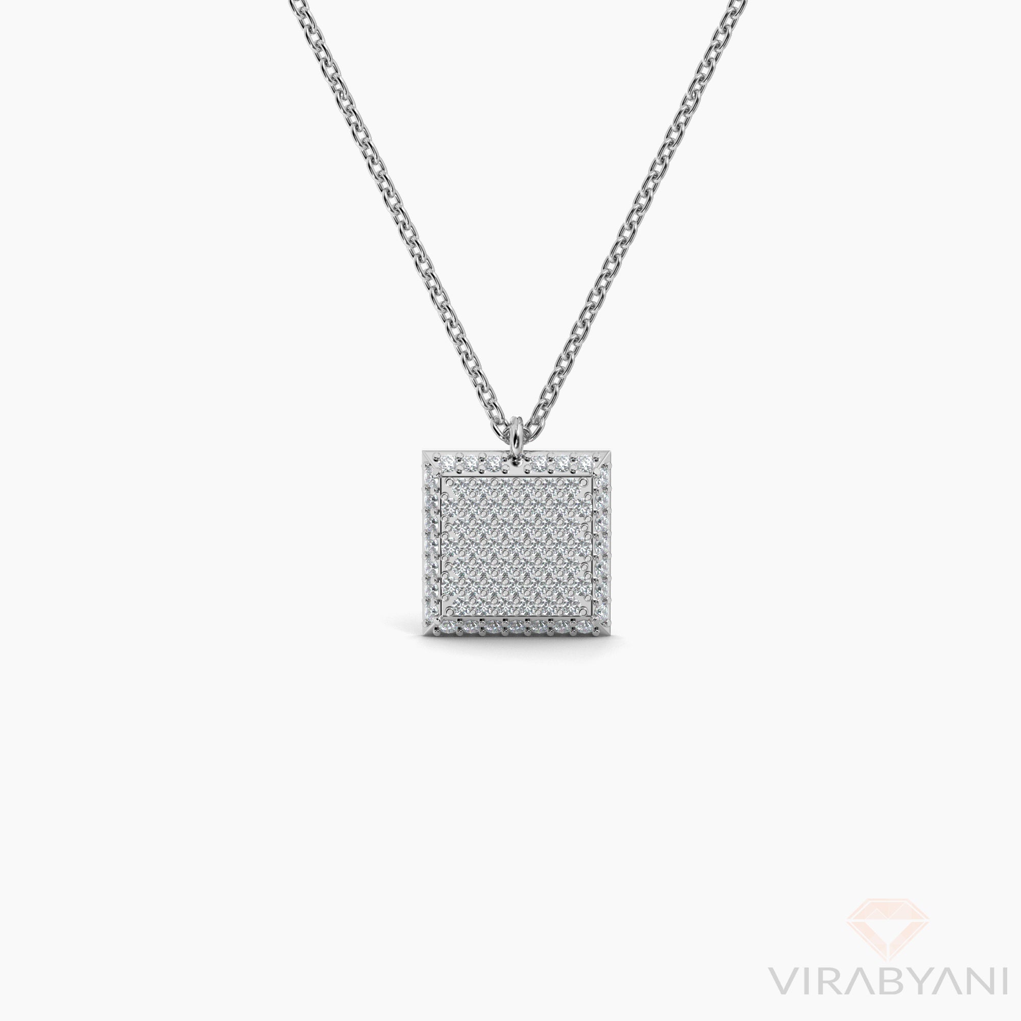 Square Shaped AMoré Pavé Necklace With 0.50 ct. Diamonds-VIRABYANI