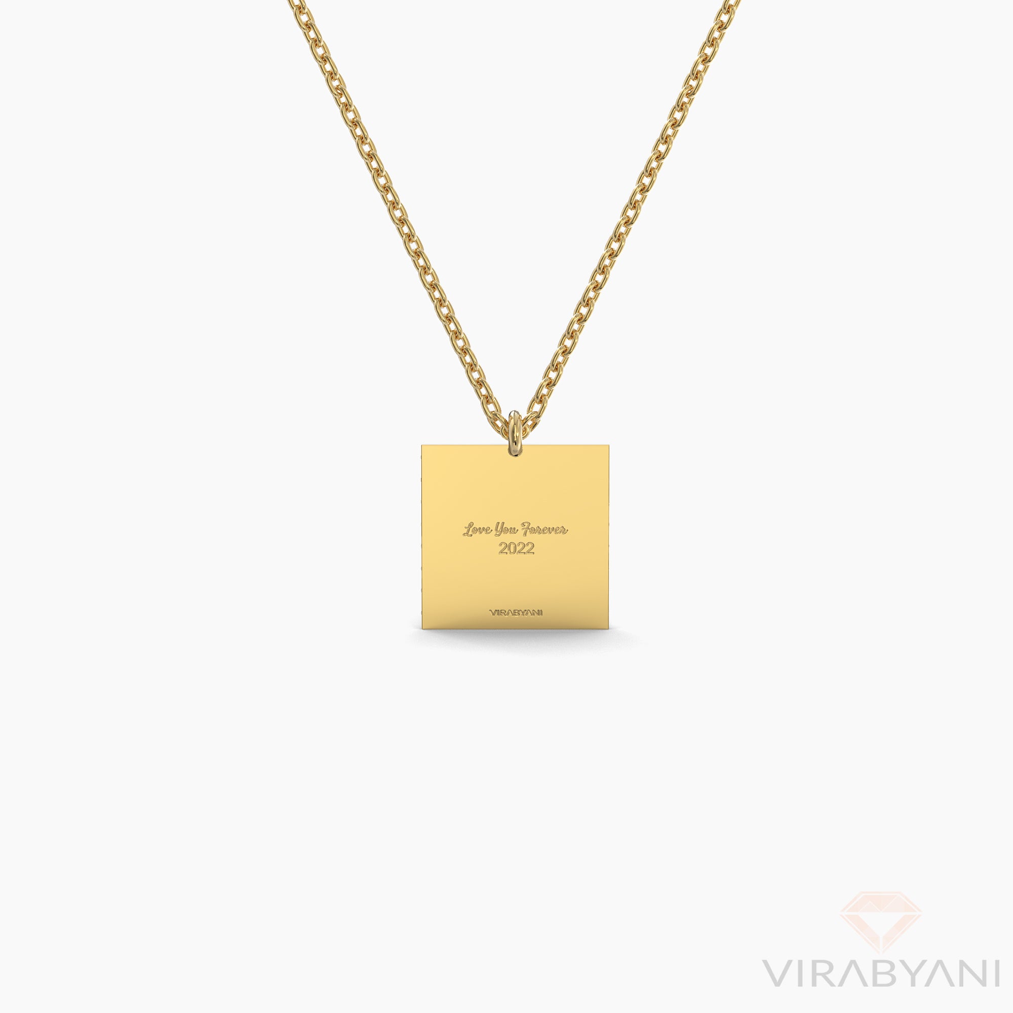 Square Shaped AMoré Pavé Necklace With 0.50 ct. Diamonds-VIRABYANI