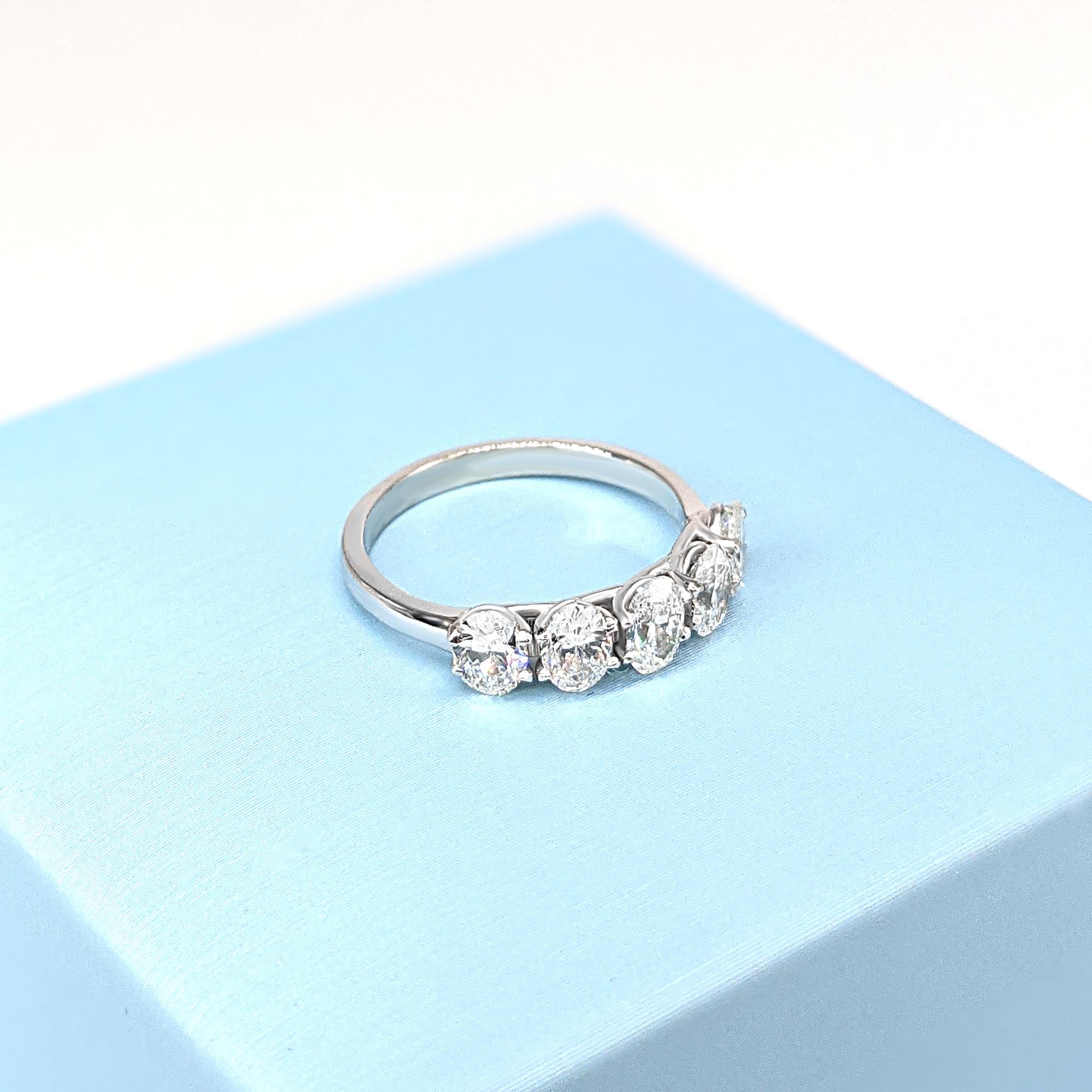 1.15 ct. Oval Diamond Five Stone Band Eagle Claw Trellis Style-VIRABYANI