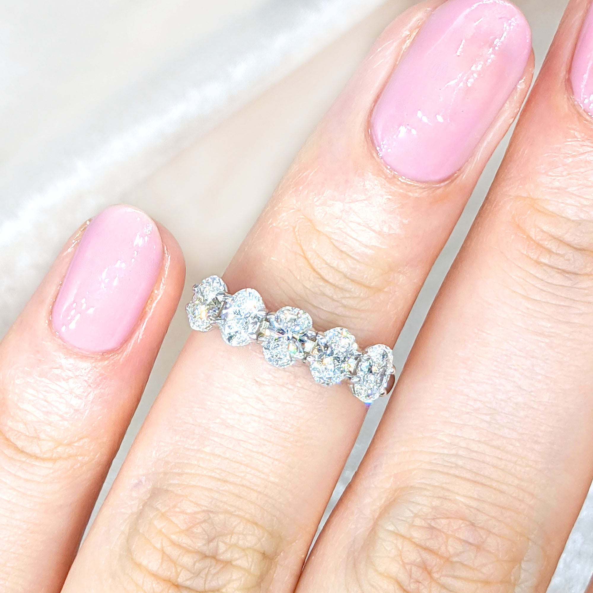 1.15 ct. Oval Diamond Five Stone Band Eagle Claw Trellis Style-VIRABYANI