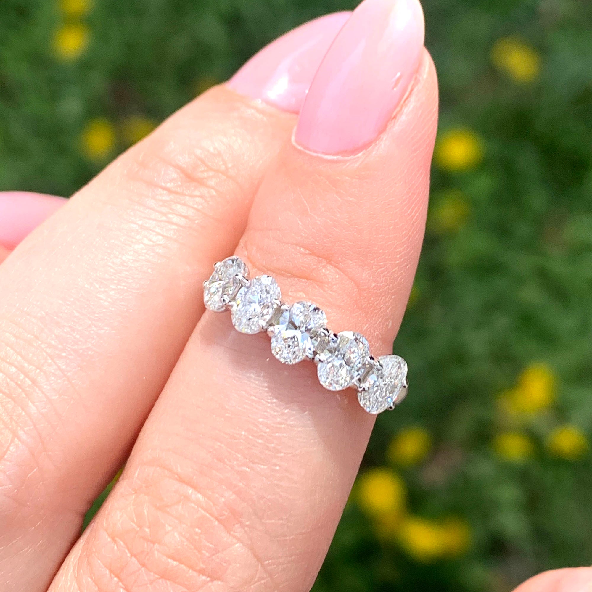 1.15 ct. Oval Diamond Five Stone Band Eagle Claw Trellis Style-VIRABYANI