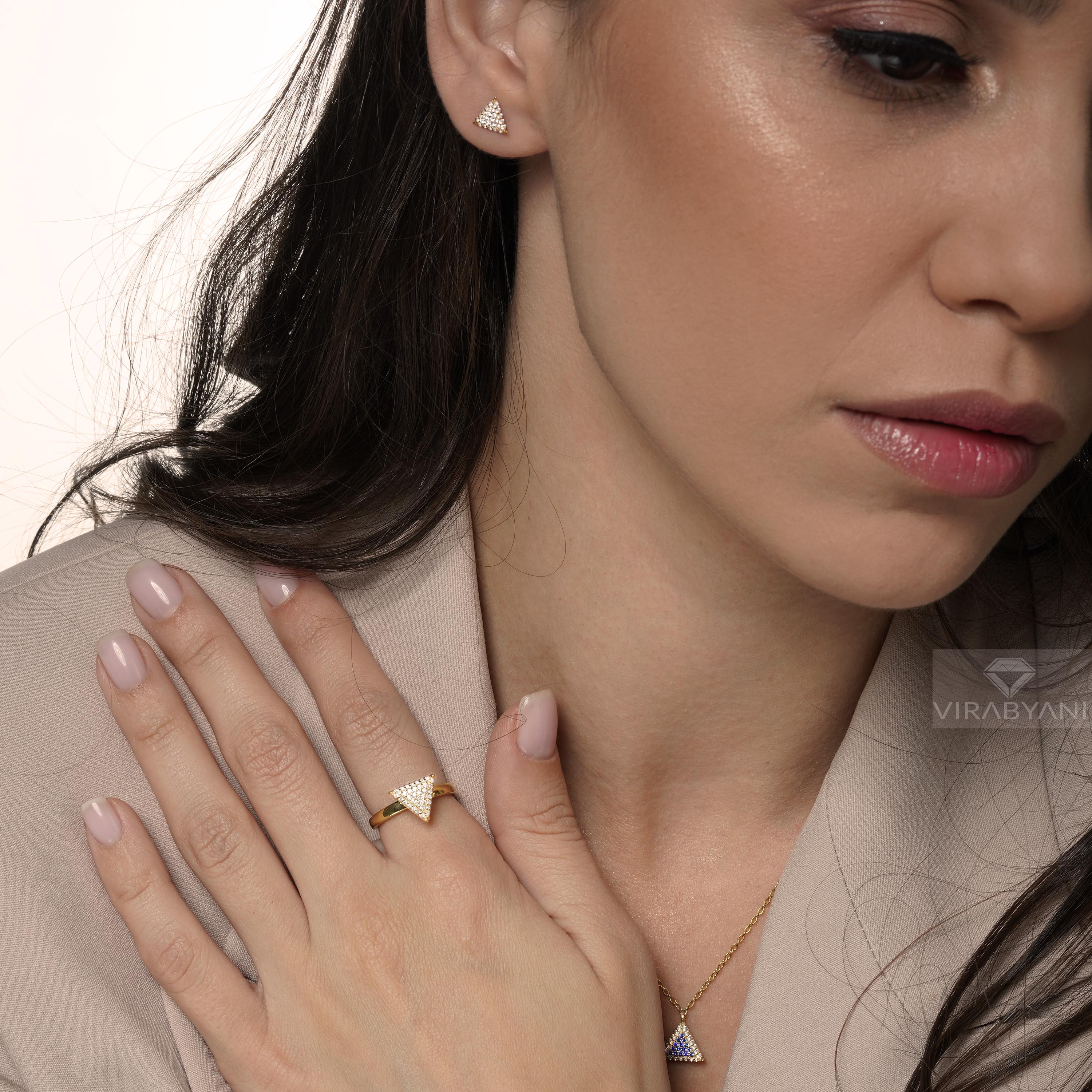 Triangle Shaped AMoré Pavé Ring With 0.45ct. Diamonds-VIRABYANI