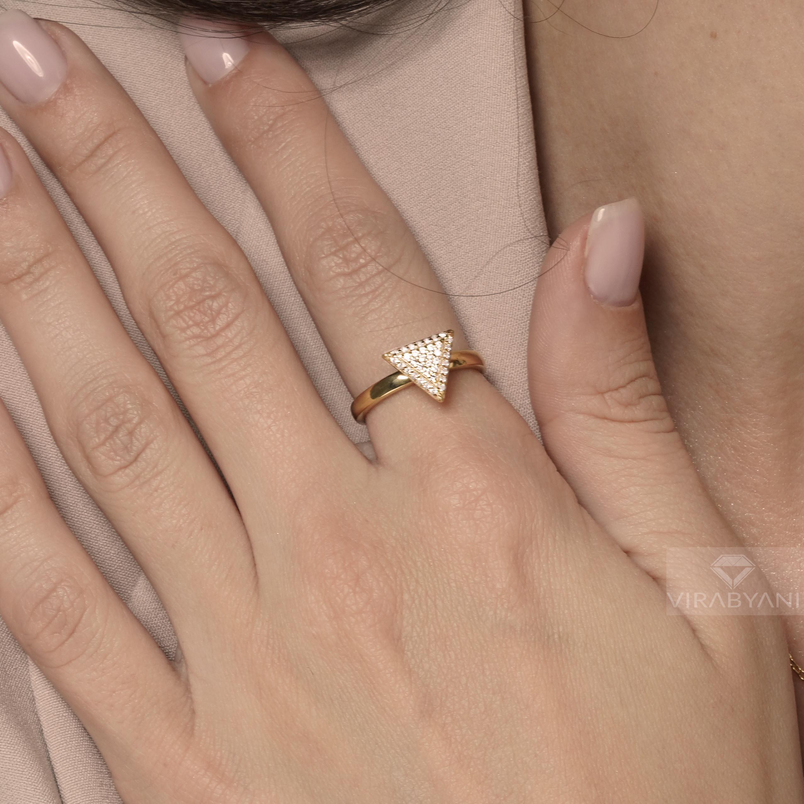 Triangle Shaped AMoré Pavé Ring With 0.45ct. Diamonds-VIRABYANI