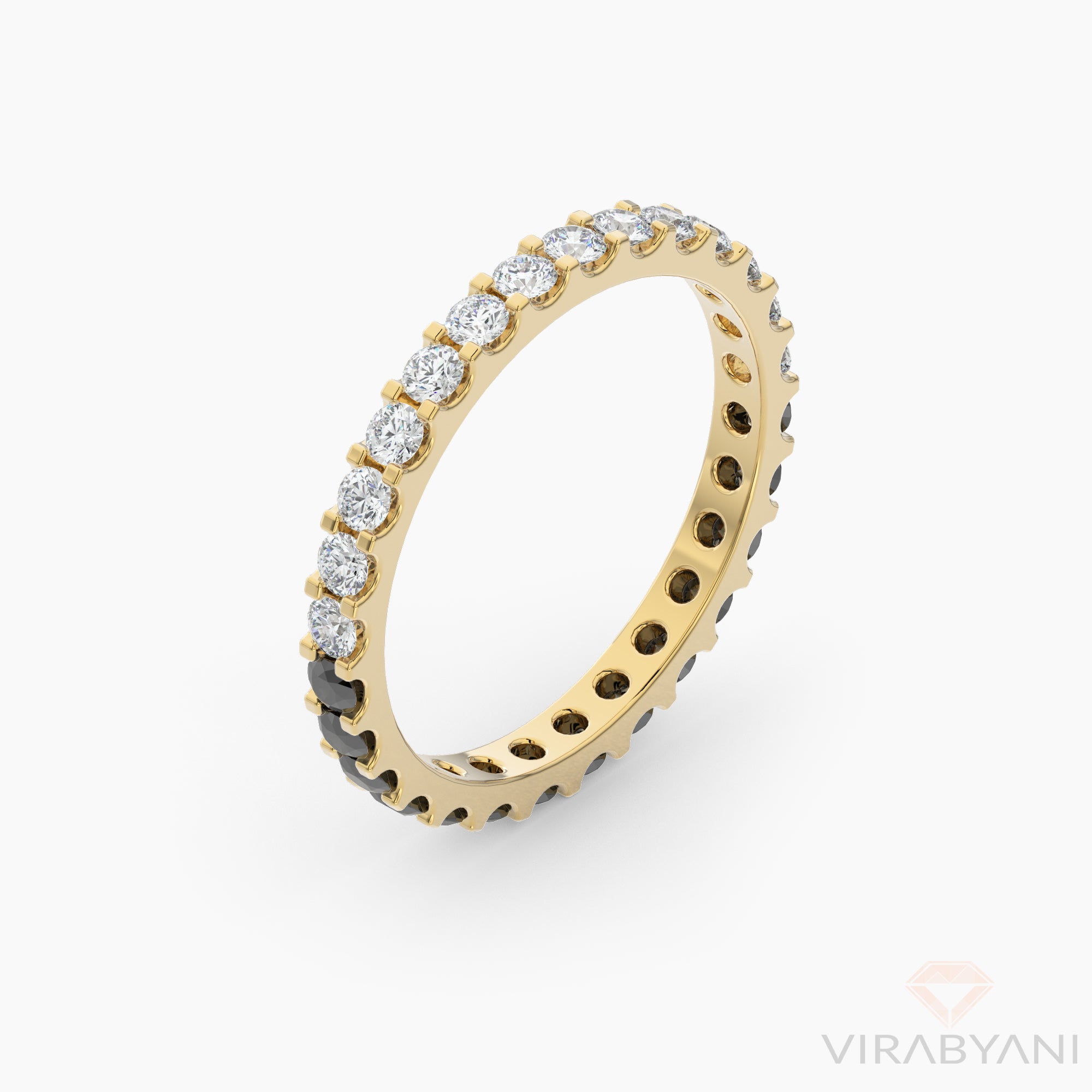 White & Black Diamond Eternity Band Classic Low Setting Style-VIRABYANI