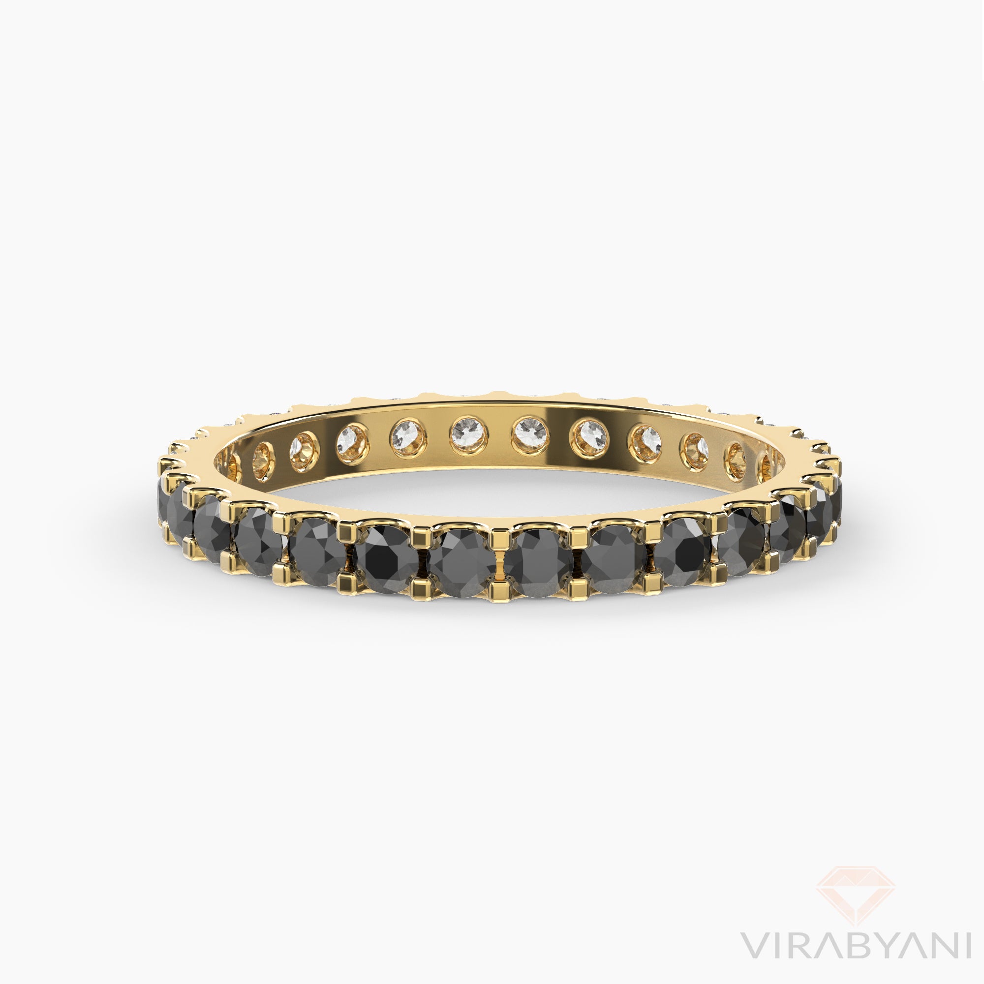 White & Black Diamond Eternity Band Classic Low Setting Style-VIRABYANI