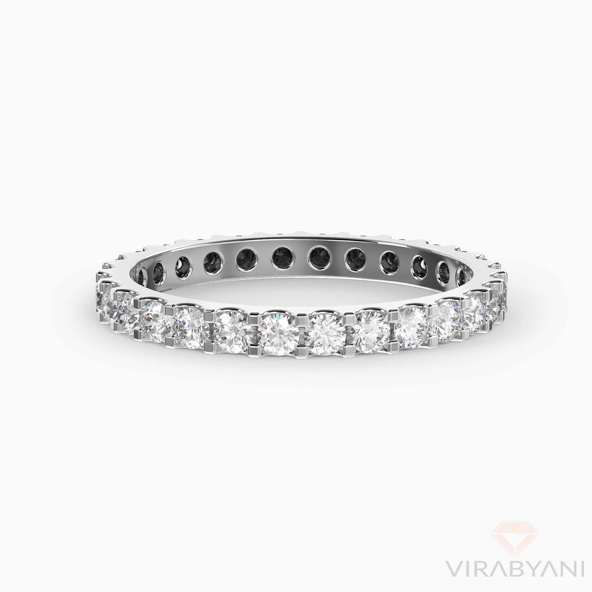 White & Black Diamond Eternity Band Classic Low Setting Style-VIRABYANI