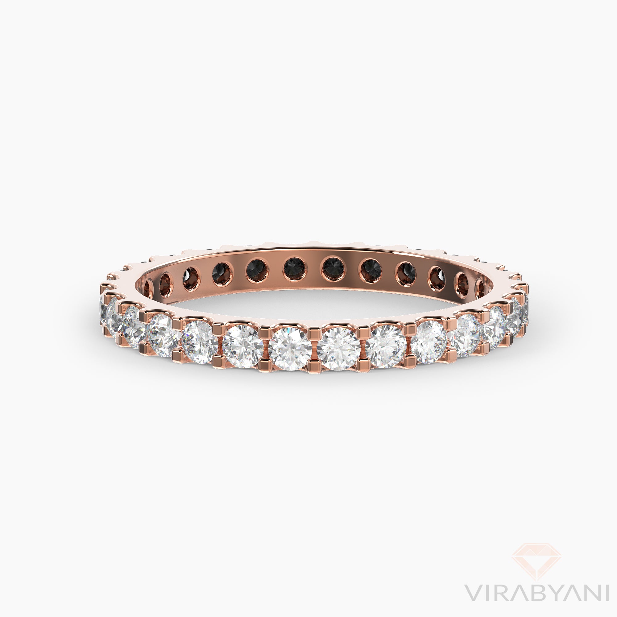 White & Black Diamond Eternity Band Classic Low Setting Style-VIRABYANI