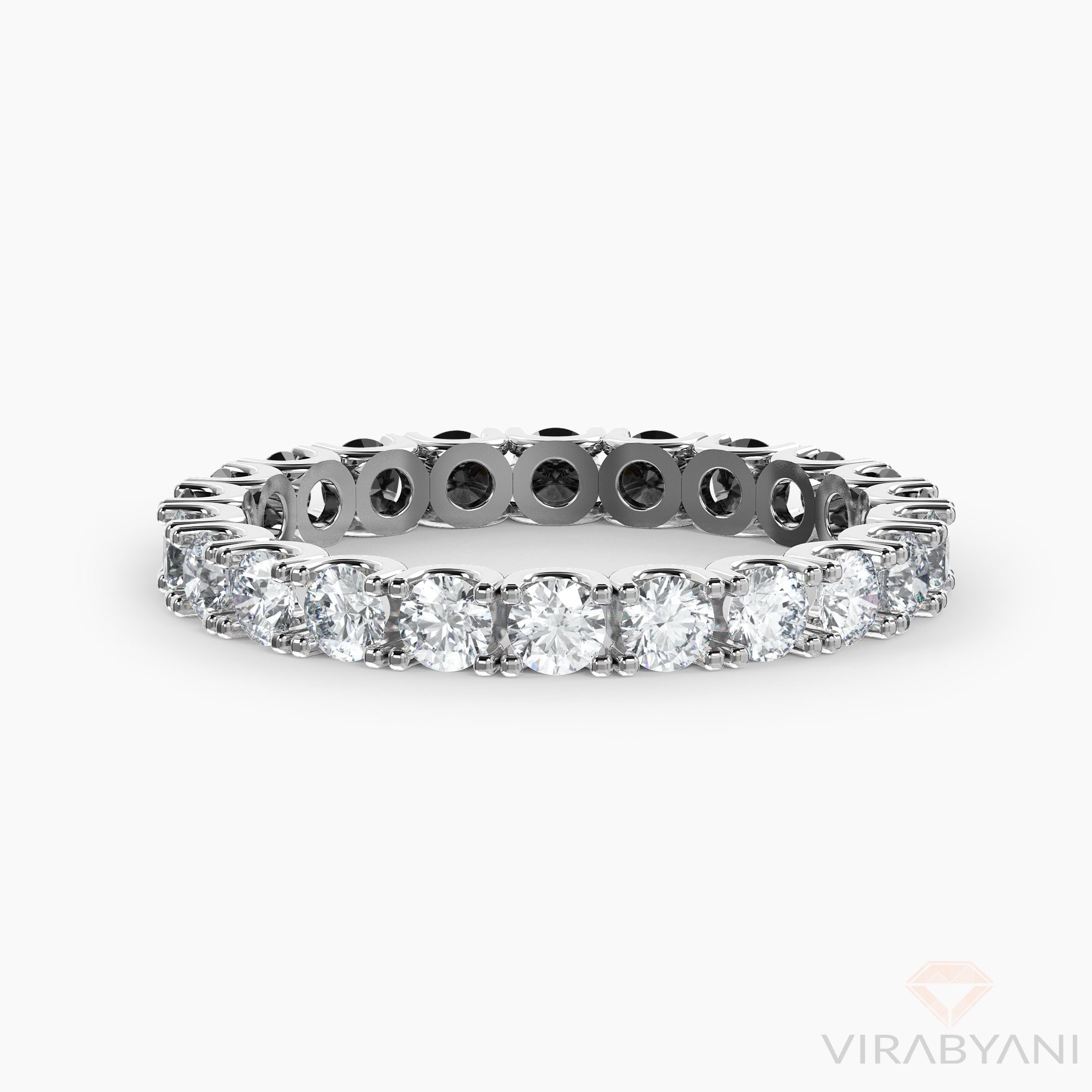 White & Black Diamond U Prong Eternity Band Comfort Low Setting Style-VIRABYANI