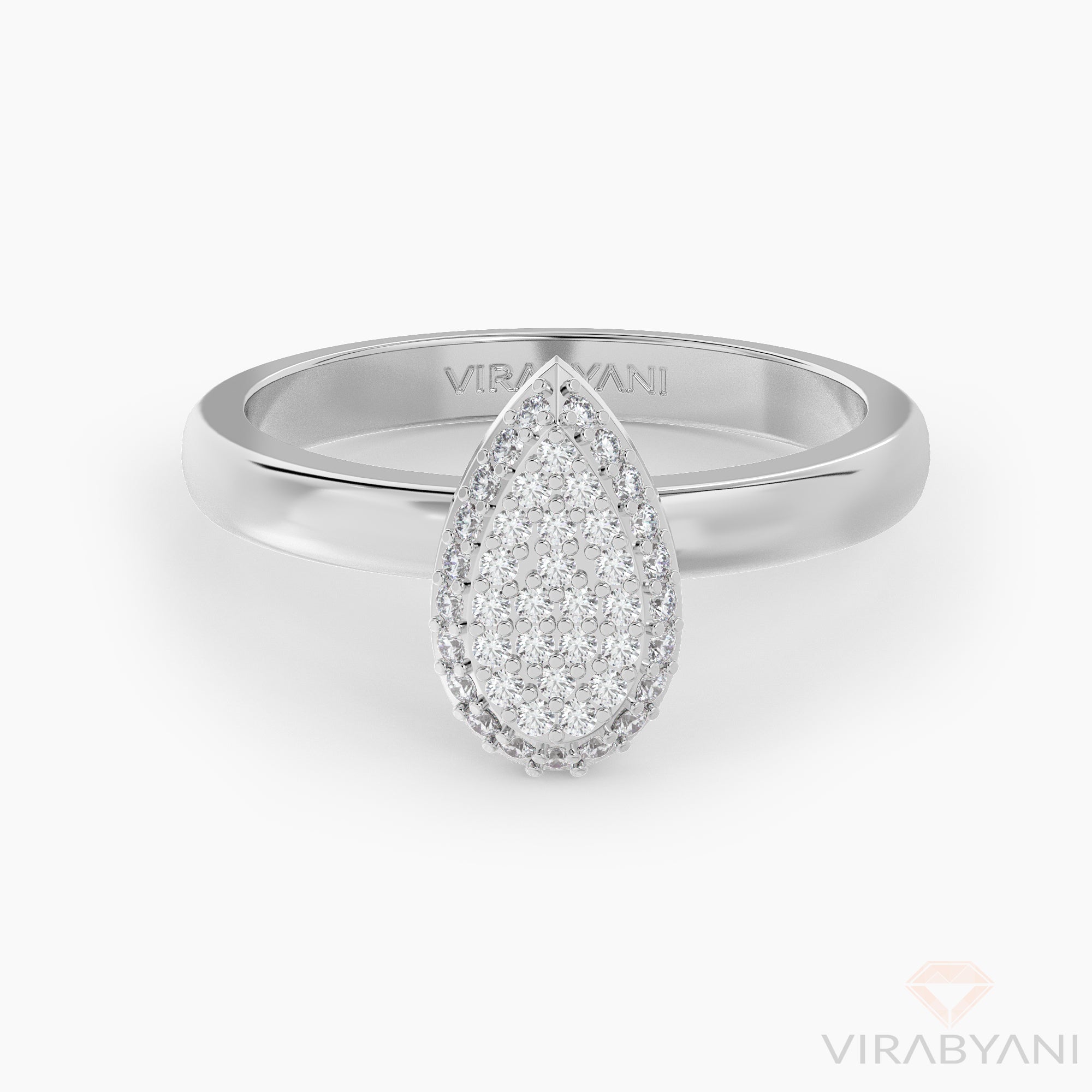 Pear Shaped AMoré Pavé Ring With 0.34ct. Diamonds-VIRABYANI